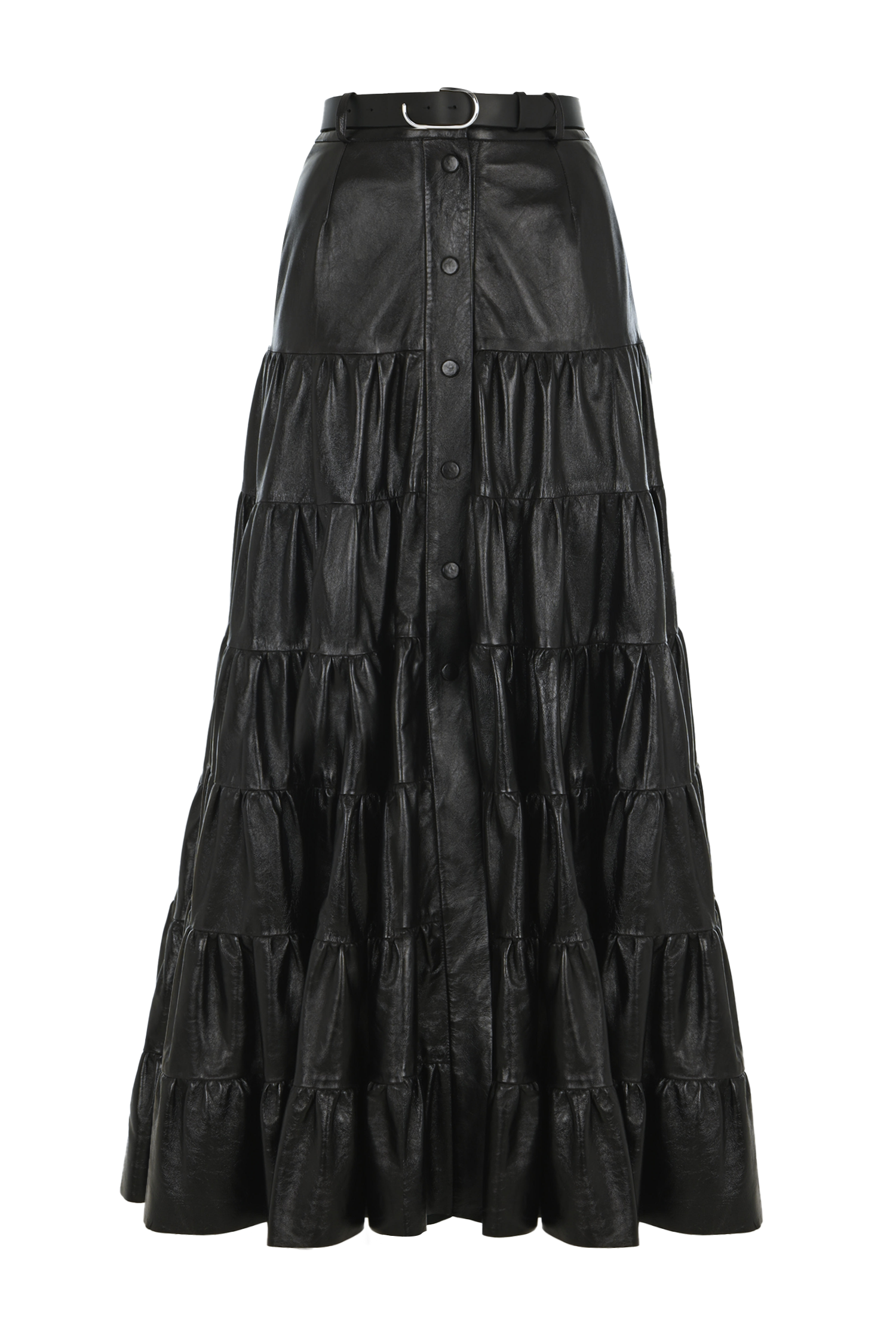 Layered Leather Maxi Skirt