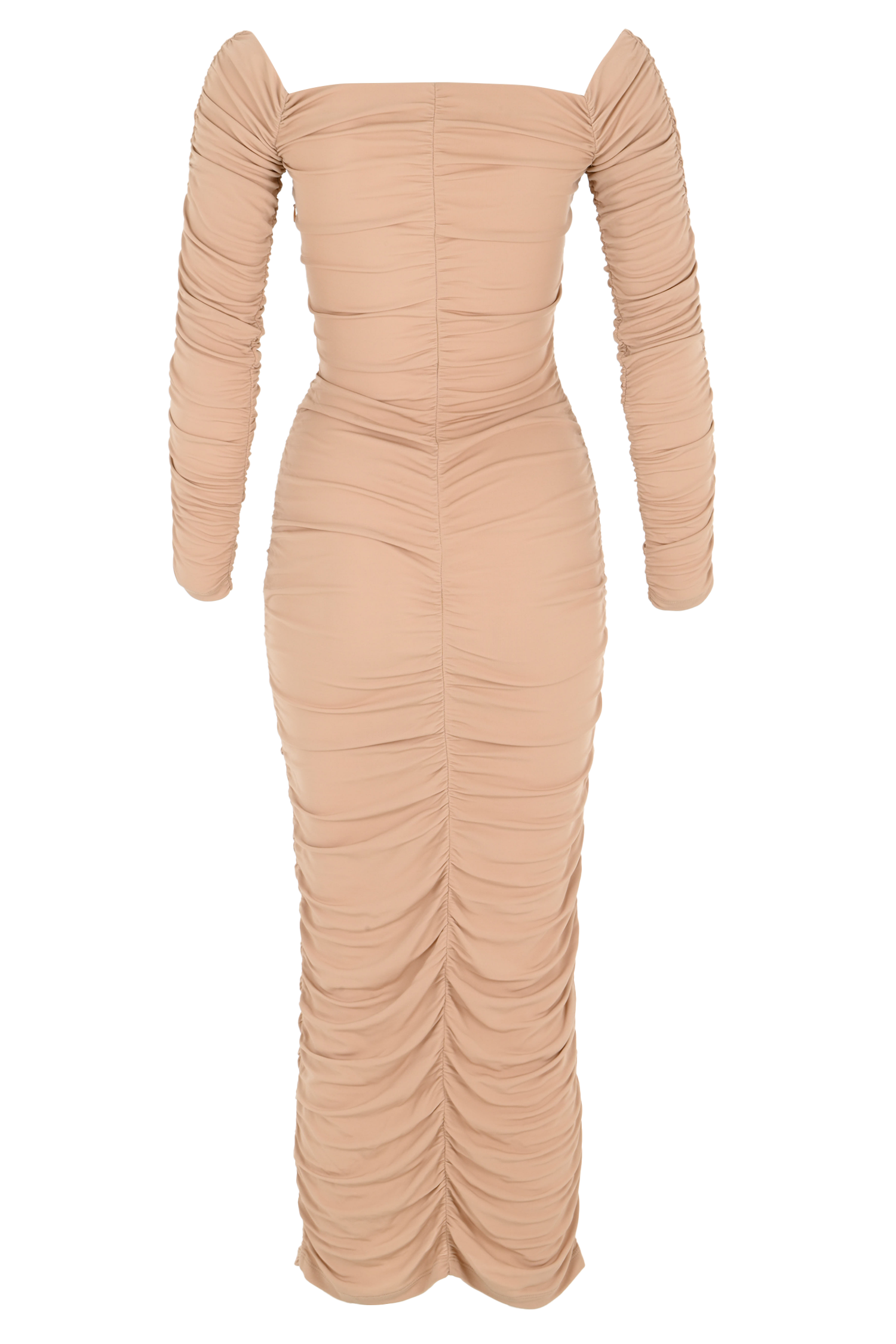 Off The Shoulder Ruched Jersey Maxi Dress