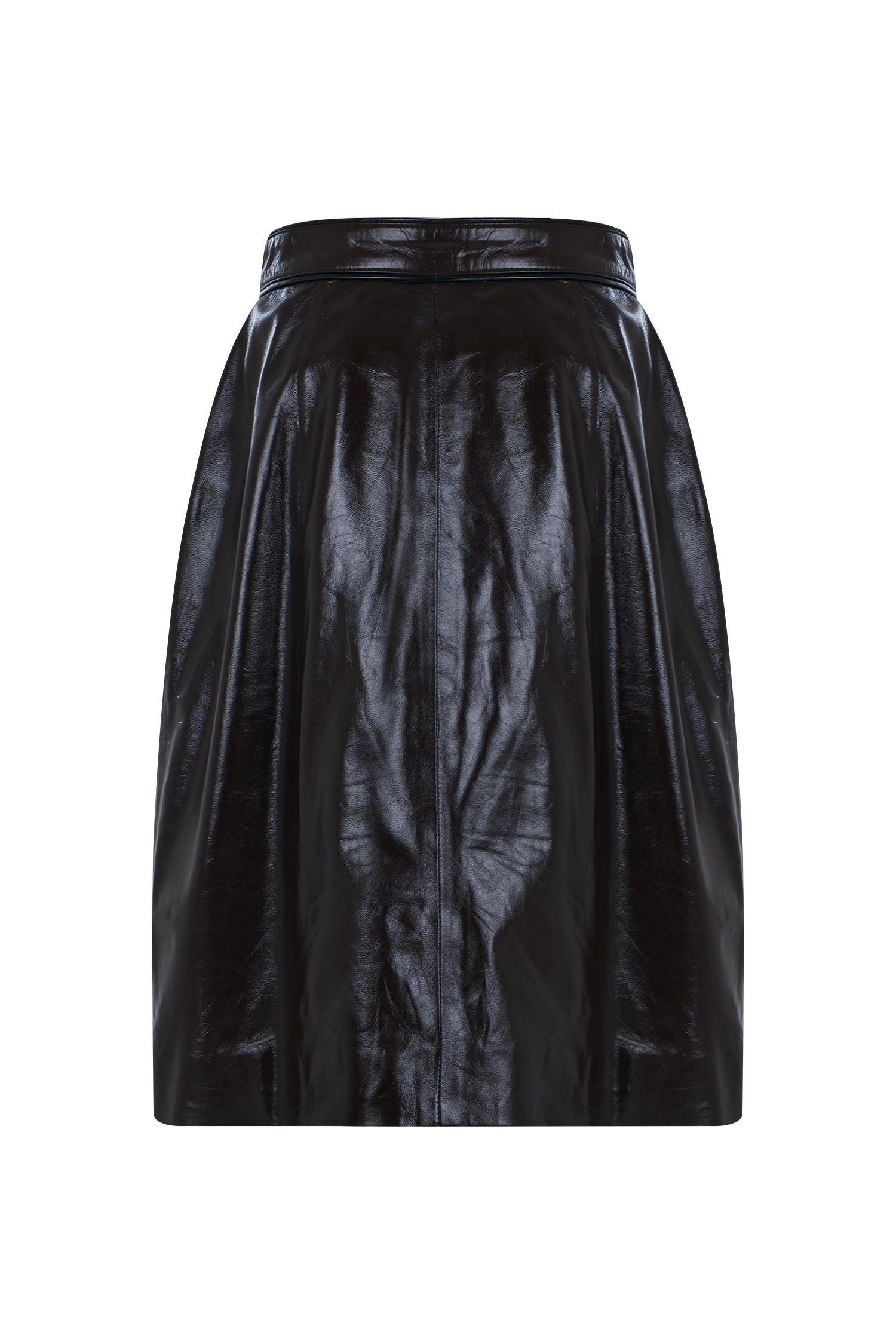 Cutout Midi Leather Skirt