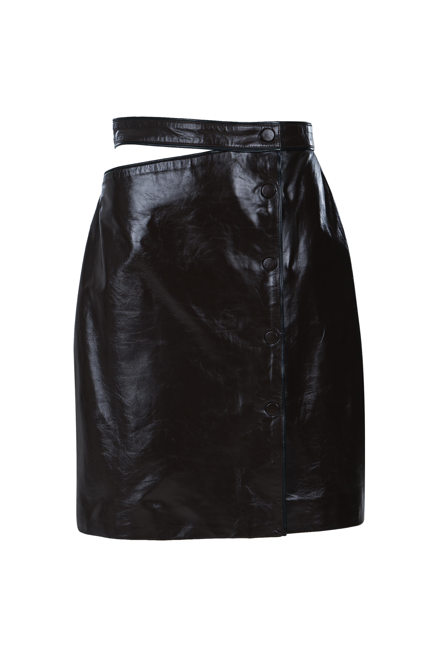Cutout Midi Leather Skirt