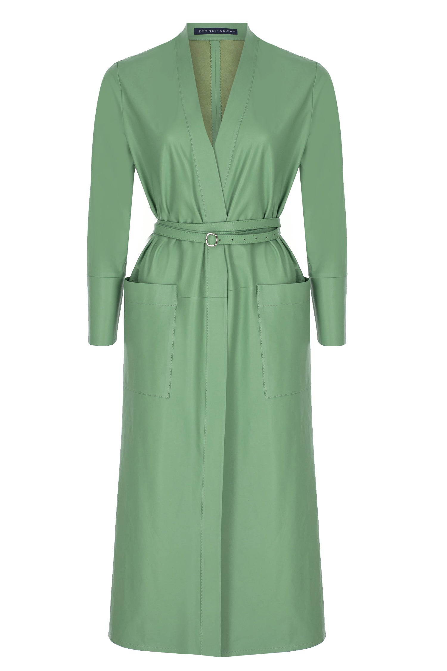 Leather Kimono Dress with Belt