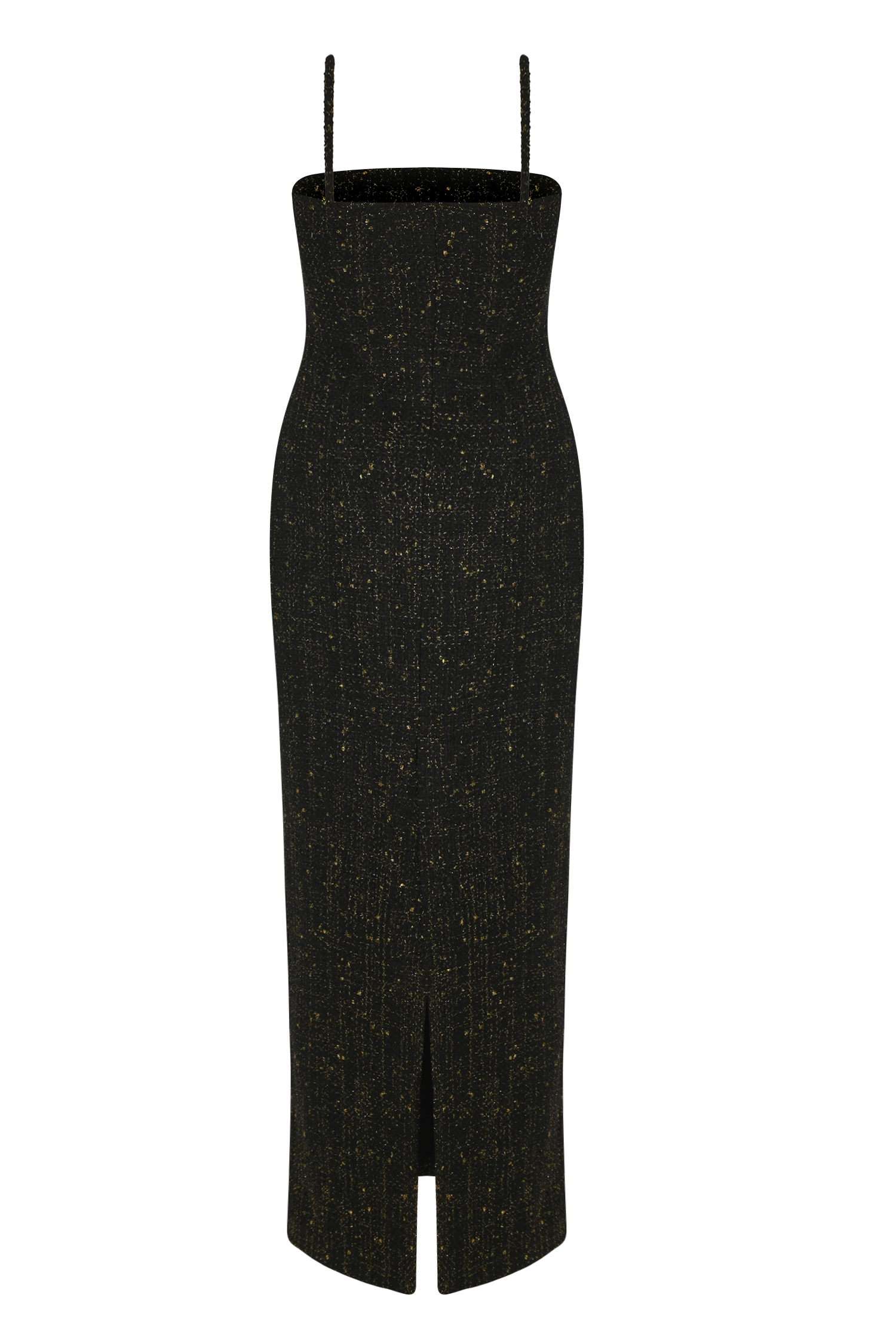 Tweed Maxi Cutout Belly Dress