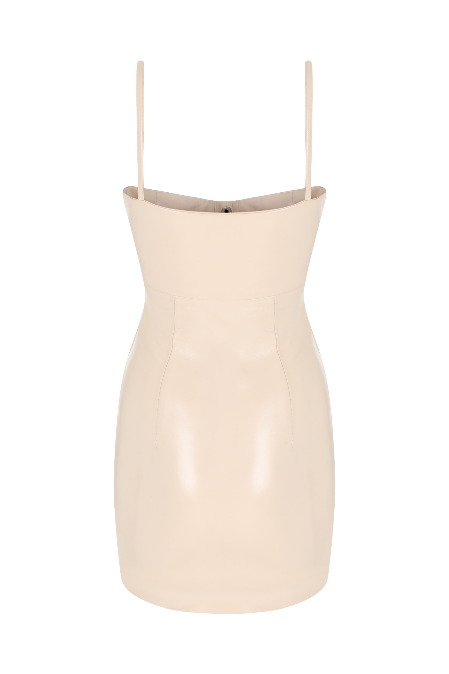 Ruched Leather Mini Dress