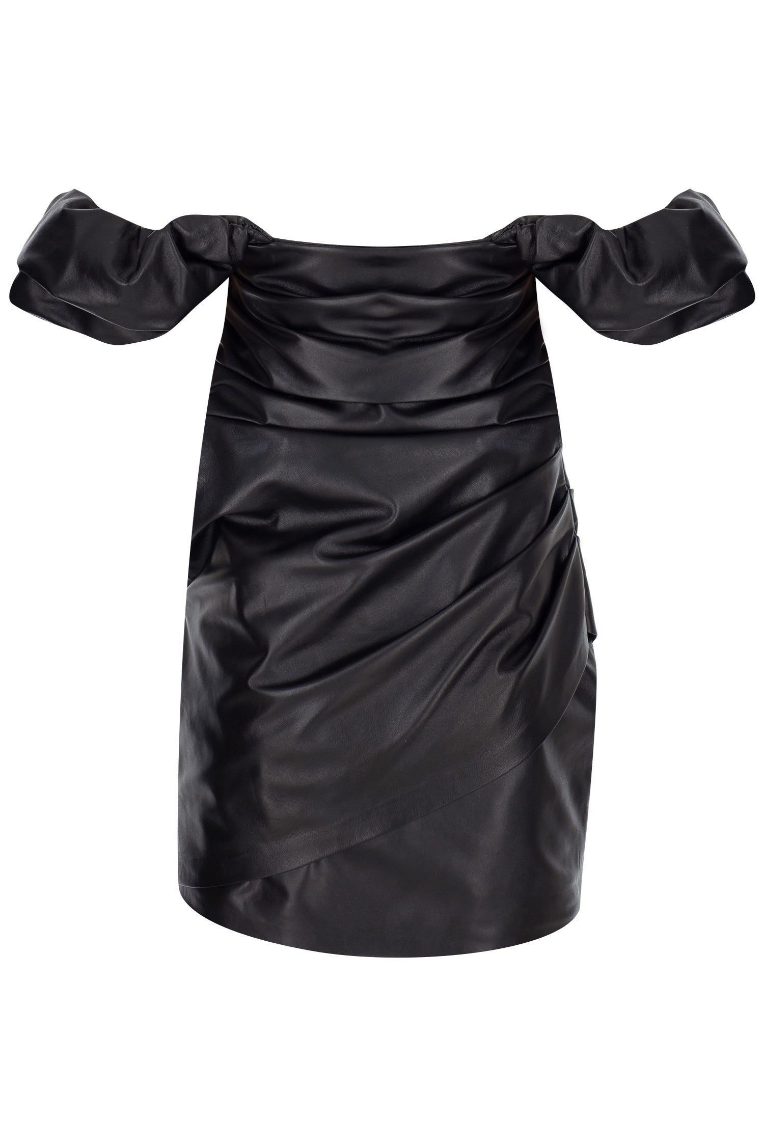 Off the Shoulder Mini Leather Dress
