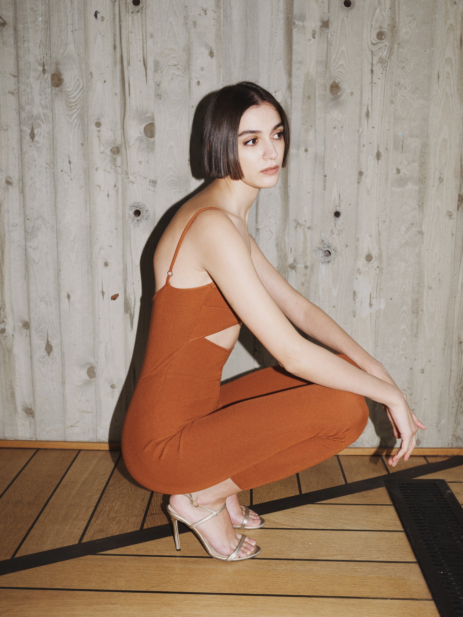 Spaghetti Cutout Knit Catsuit