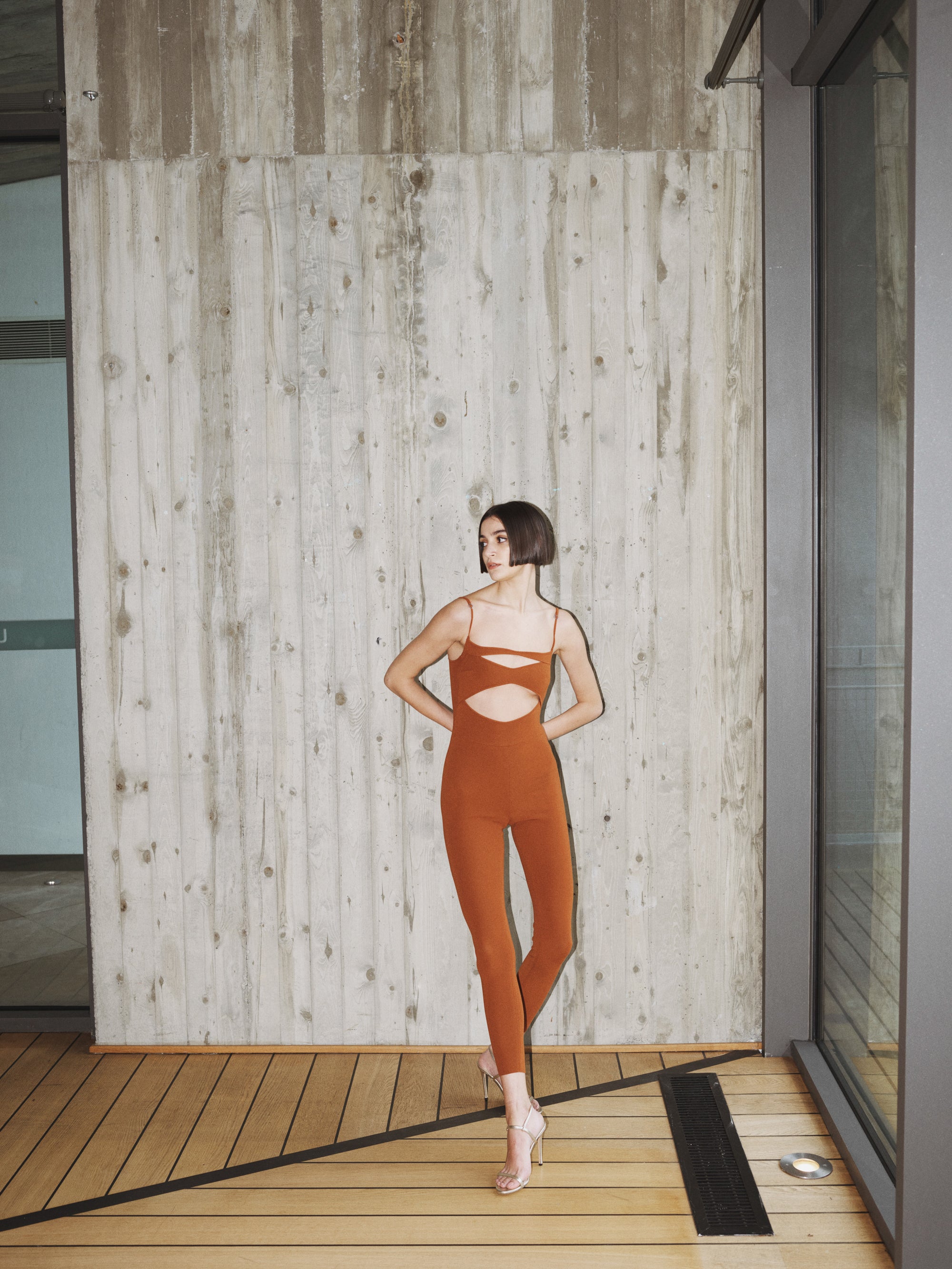Spaghetti Cutout Knit Catsuit