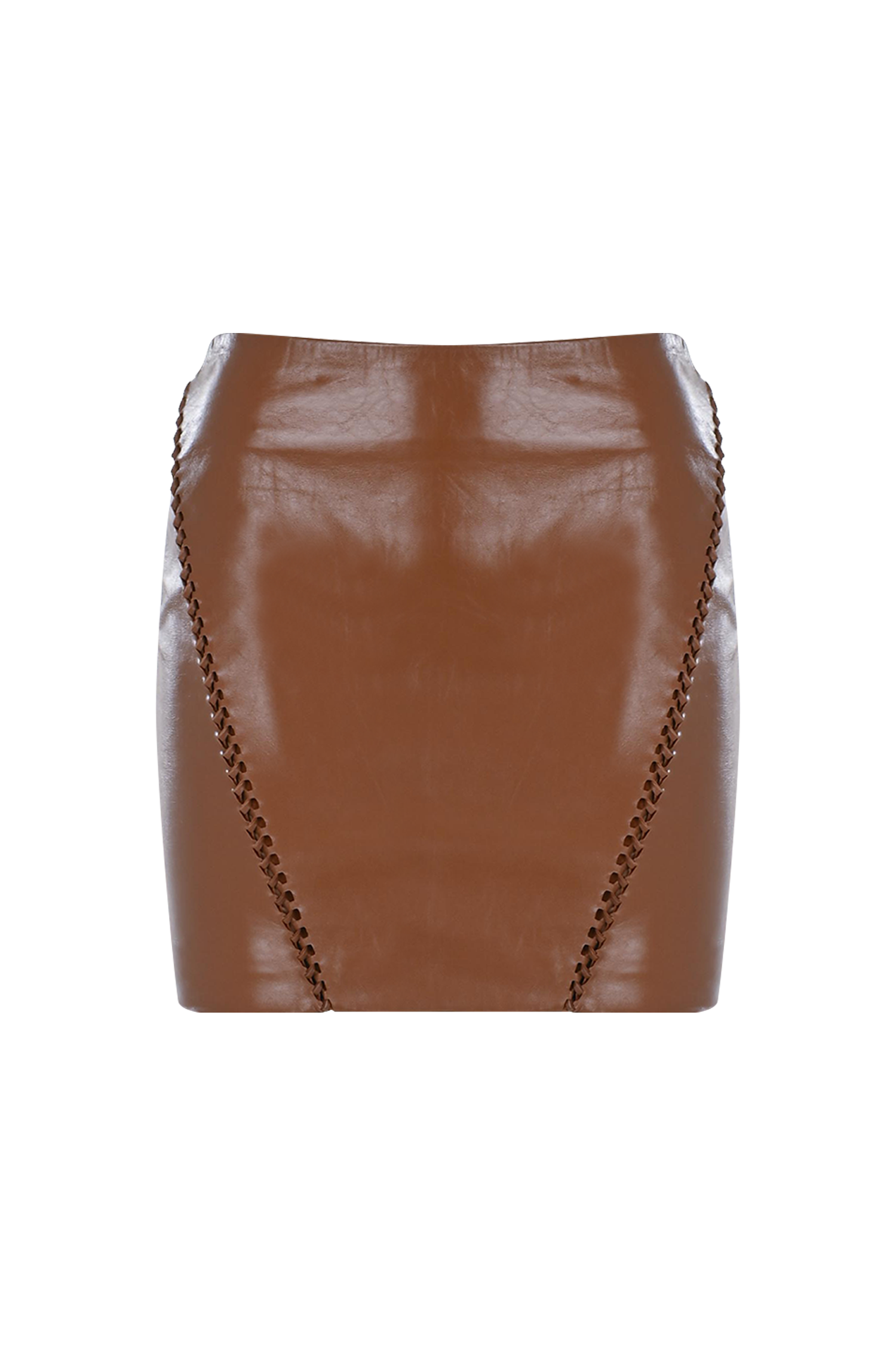 V Braid Mini leather Skirt