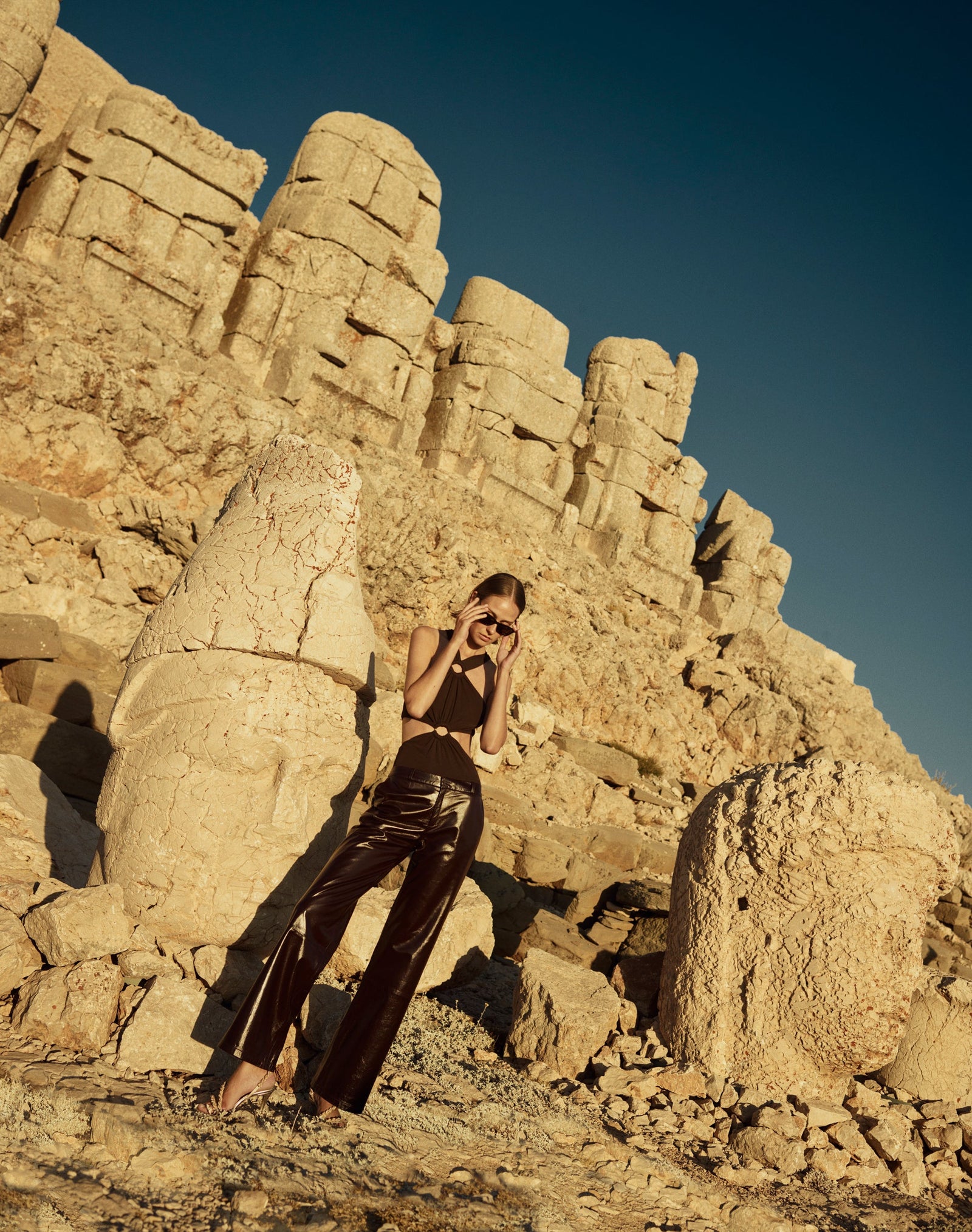 Low waist Cigarette Leather Pants