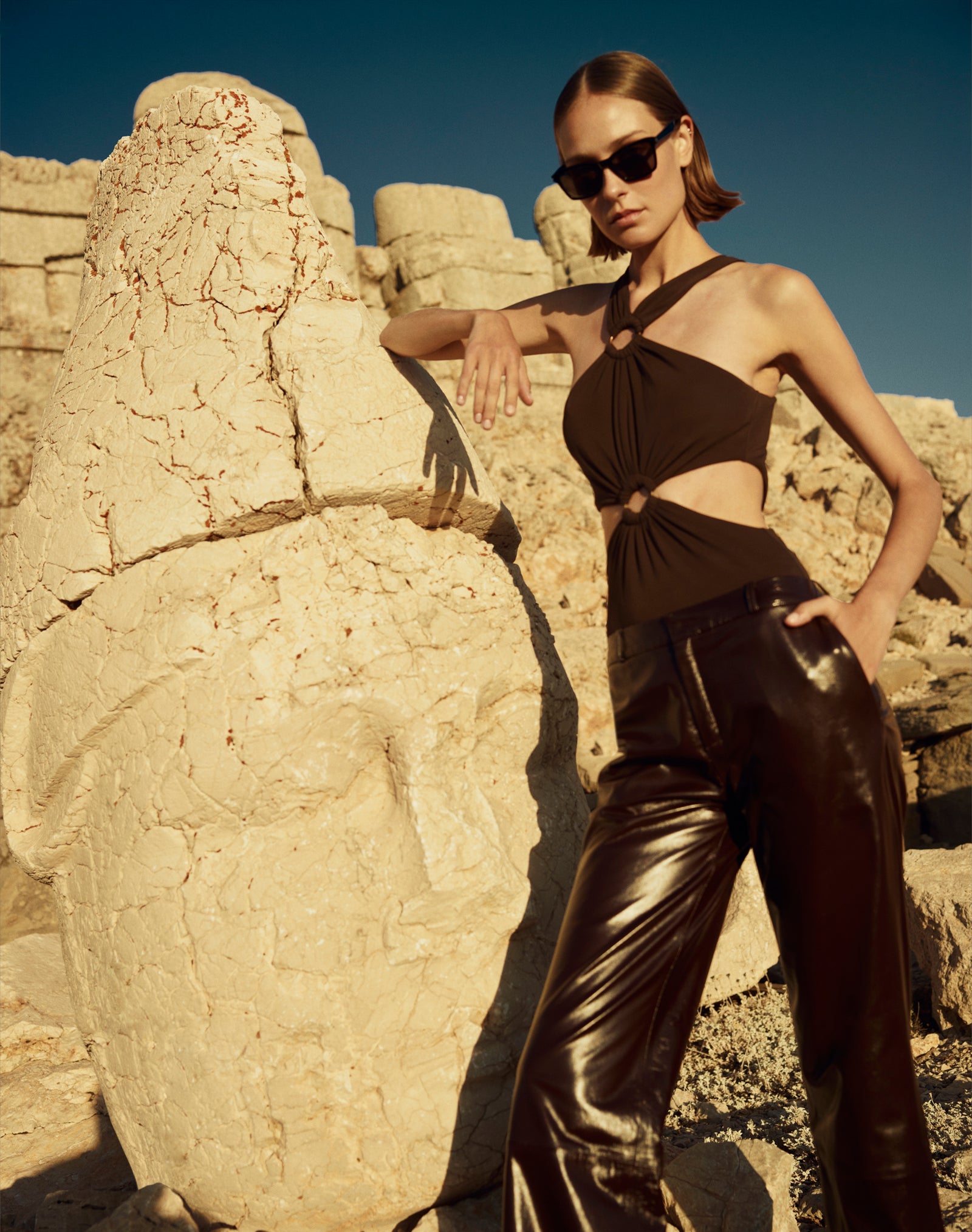 Low waist Cigarette Leather Pants