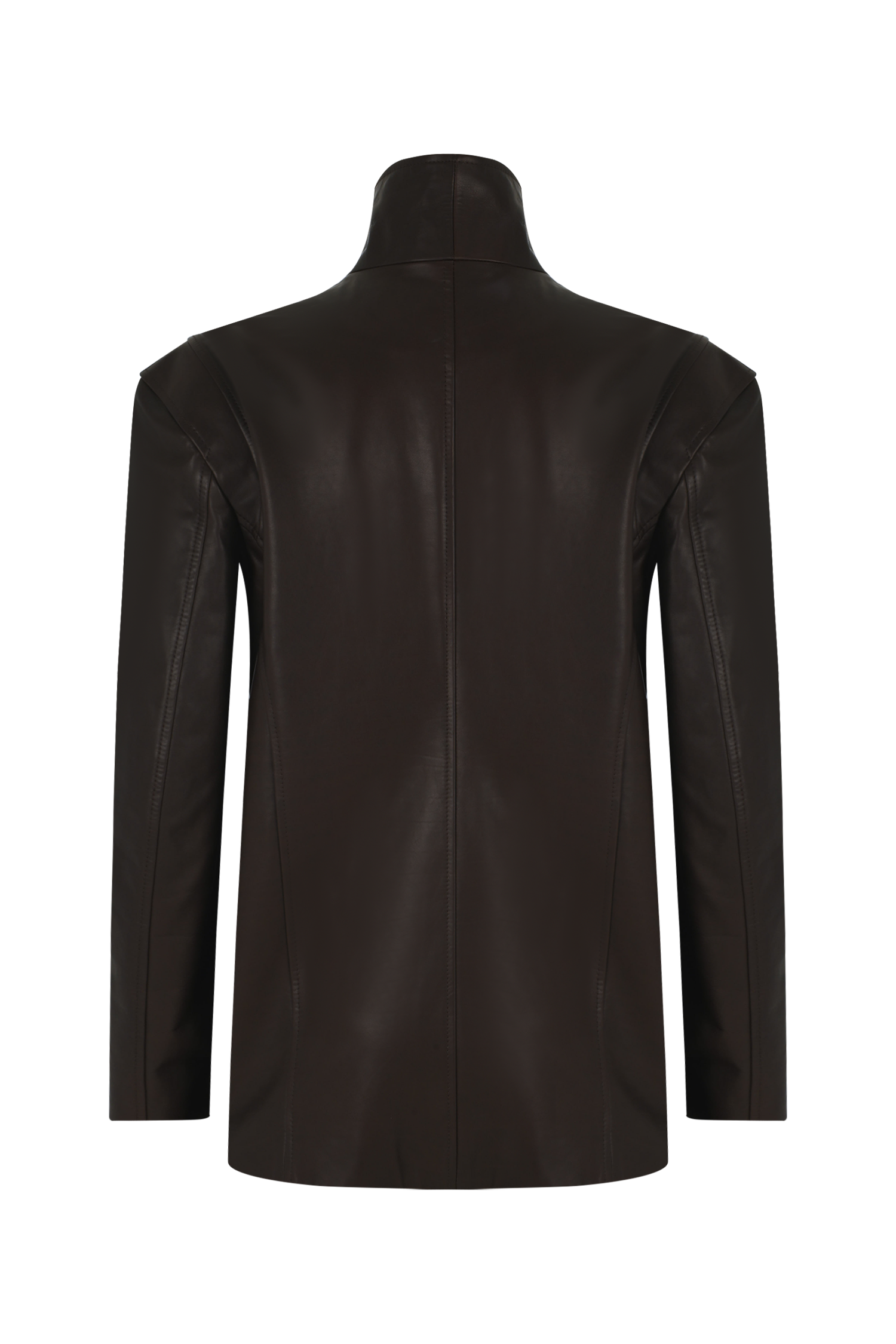Oversize Halterneck Leather Biker Jacket