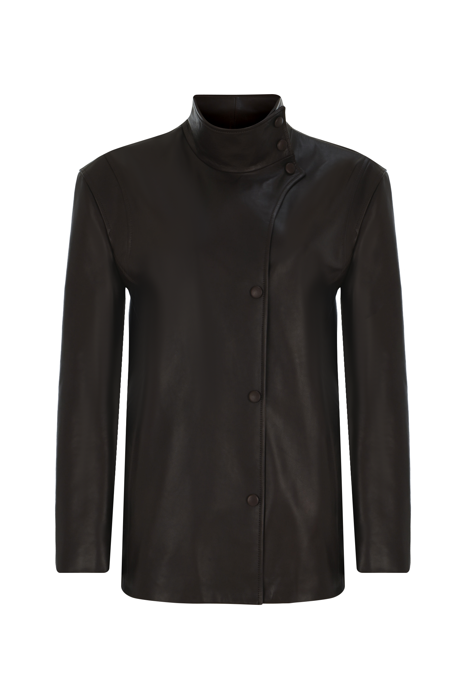 Oversize Halterneck Leather Biker Jacket