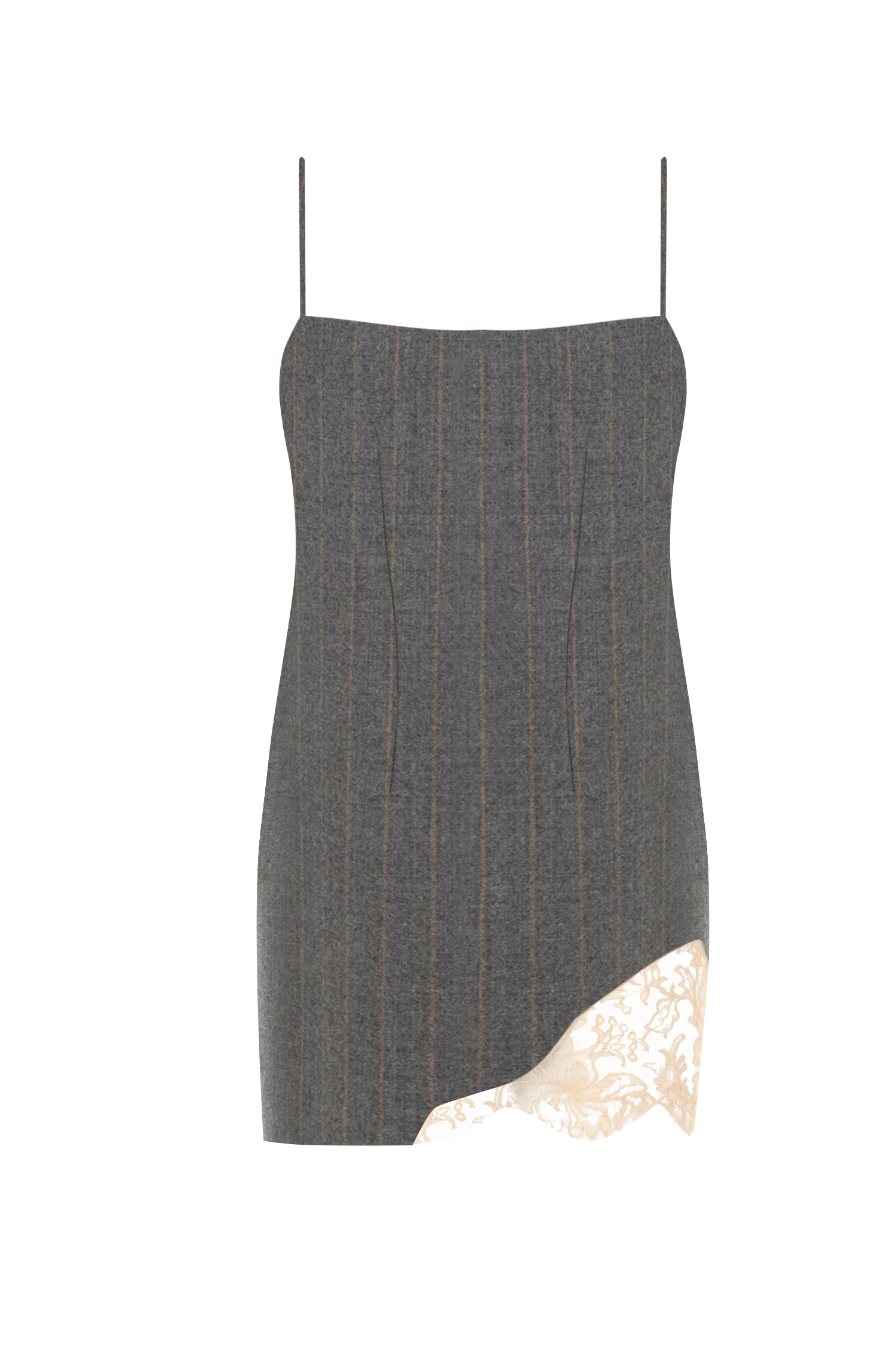 Mini Wool Dress with Lace Detail