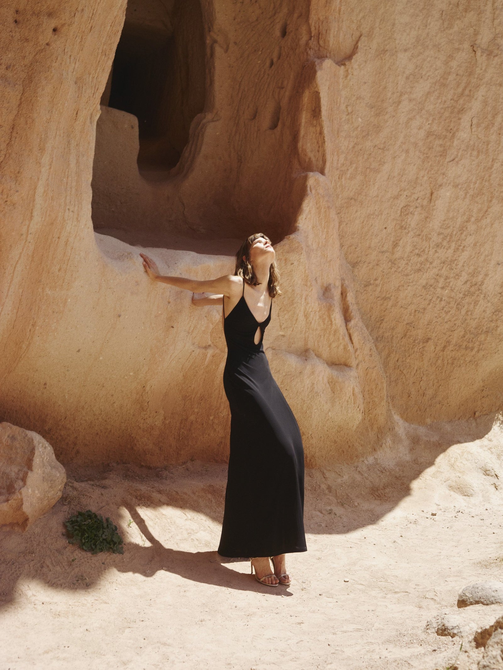 Drop V Neck Jersey Maxi Dress