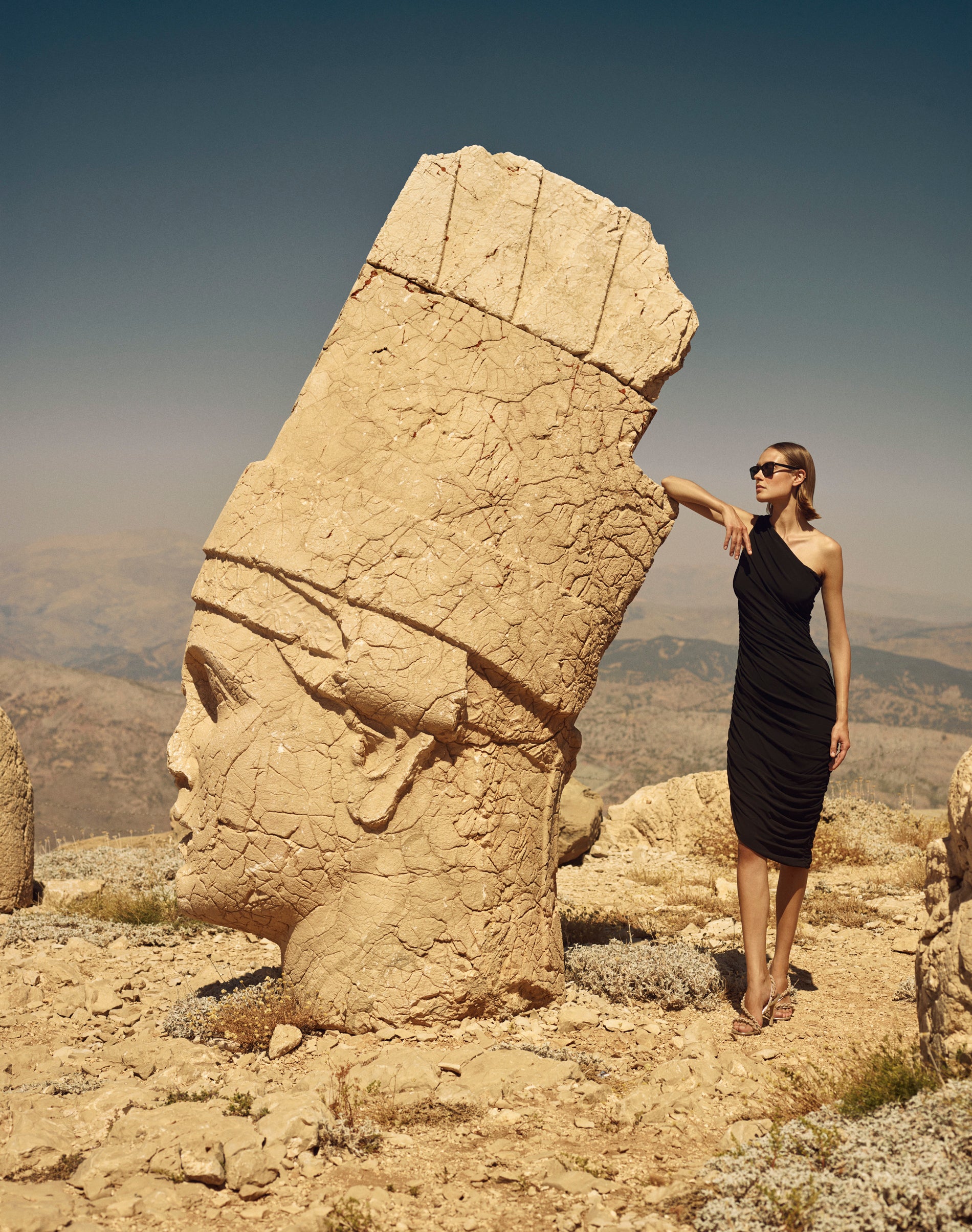 One Shoulder Draped Jersey Dress