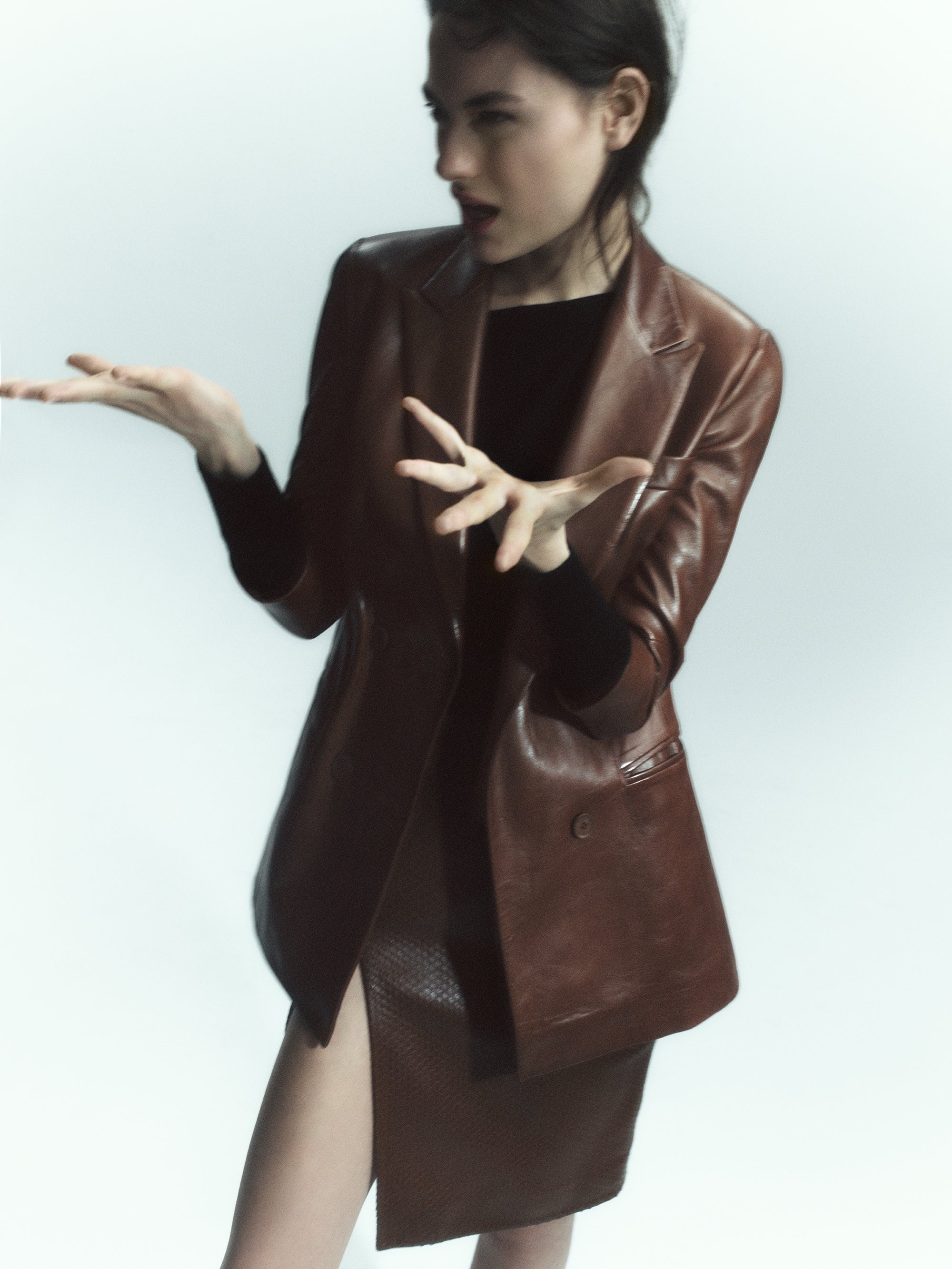 Wrap Leather Blazer