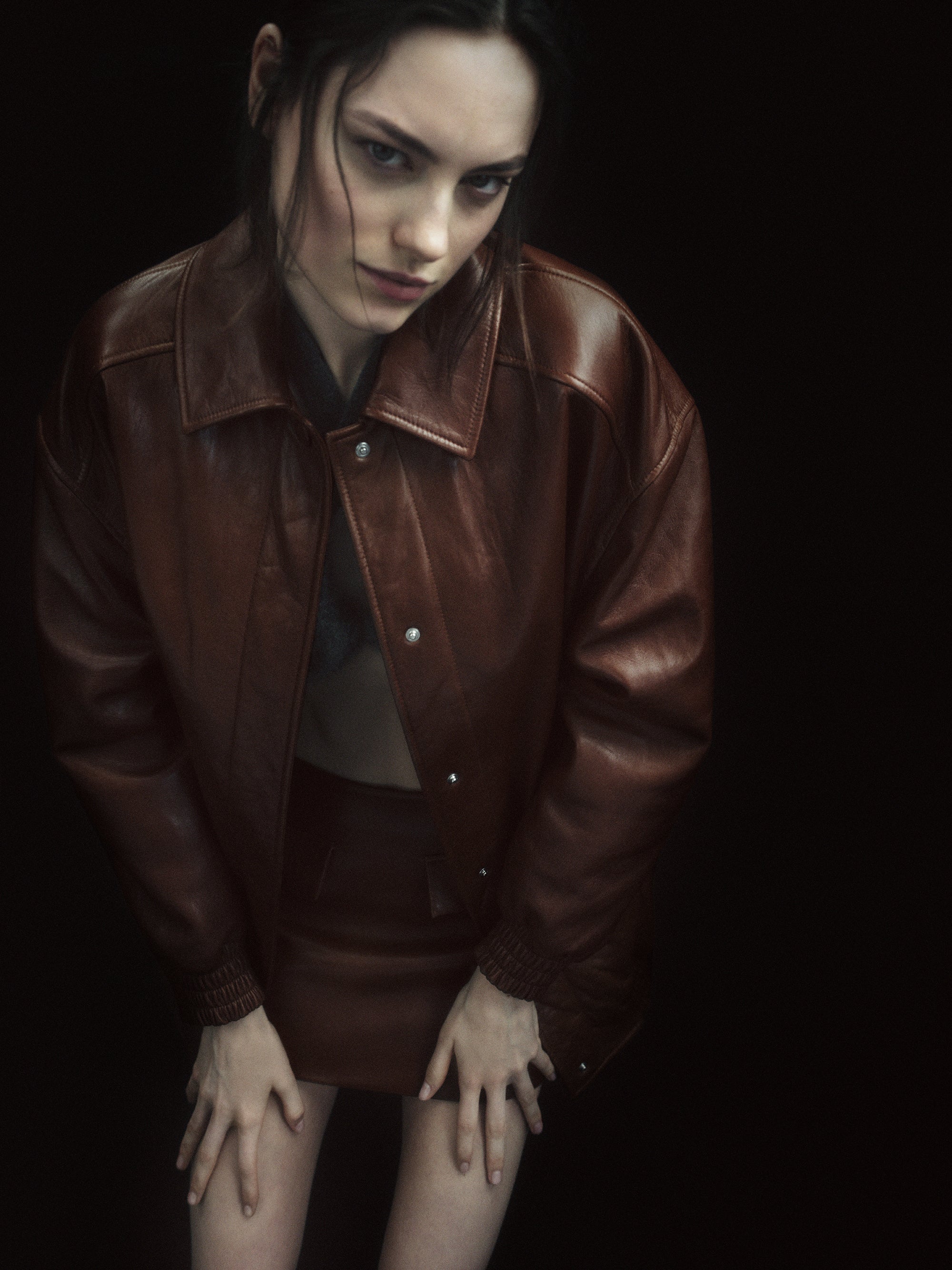 Oversize Leather Bomber Jacket