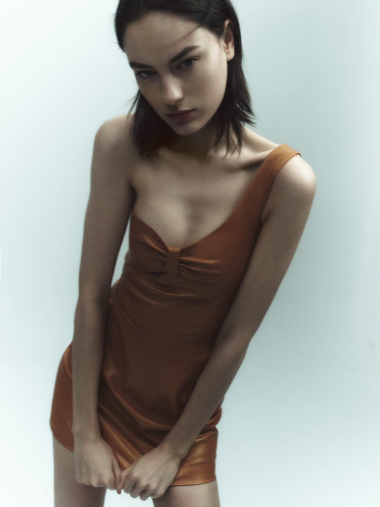 Asymmetric Leather Mini Dress