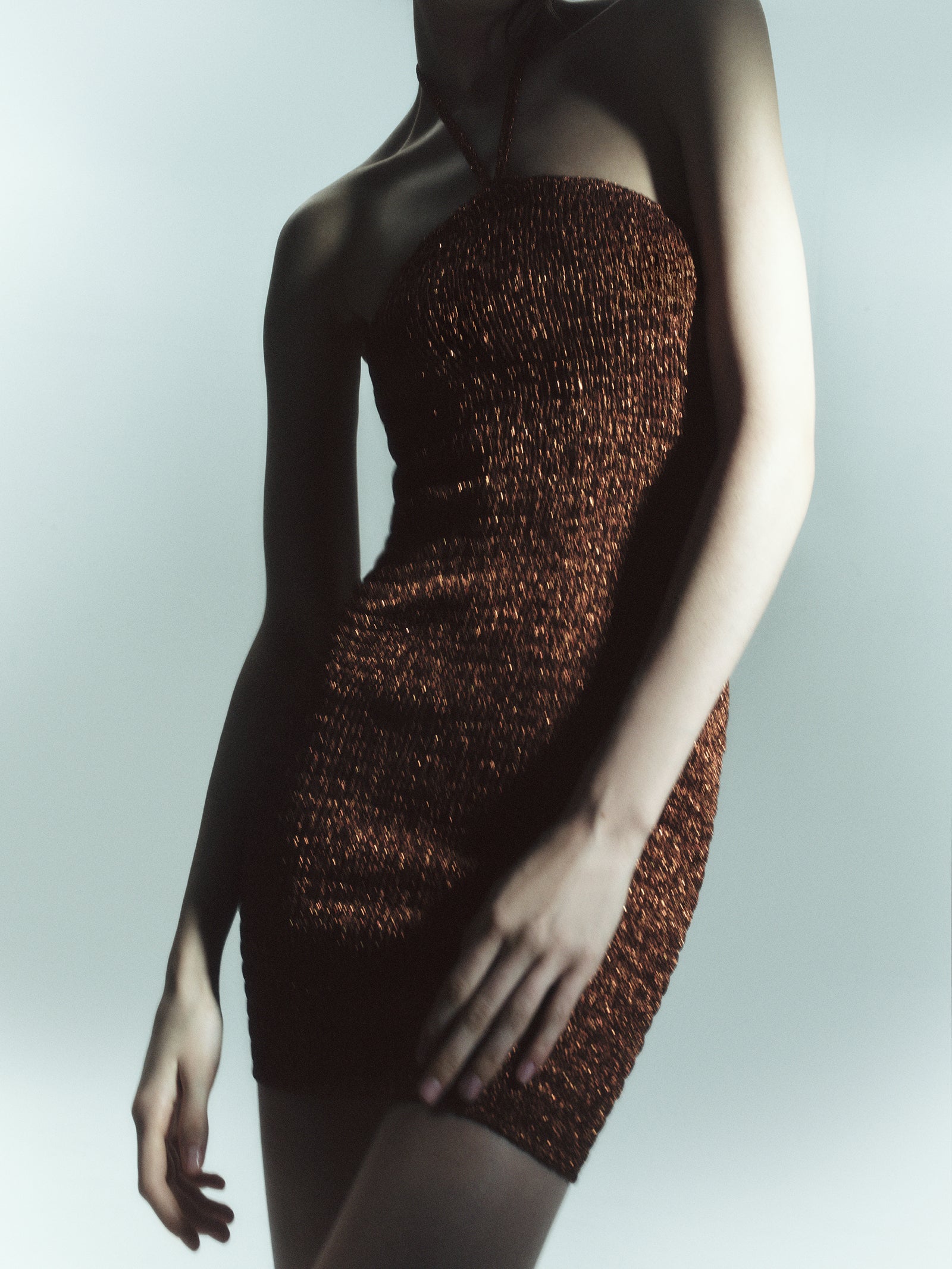 Mini Ruched Metalic Bodycon Dress