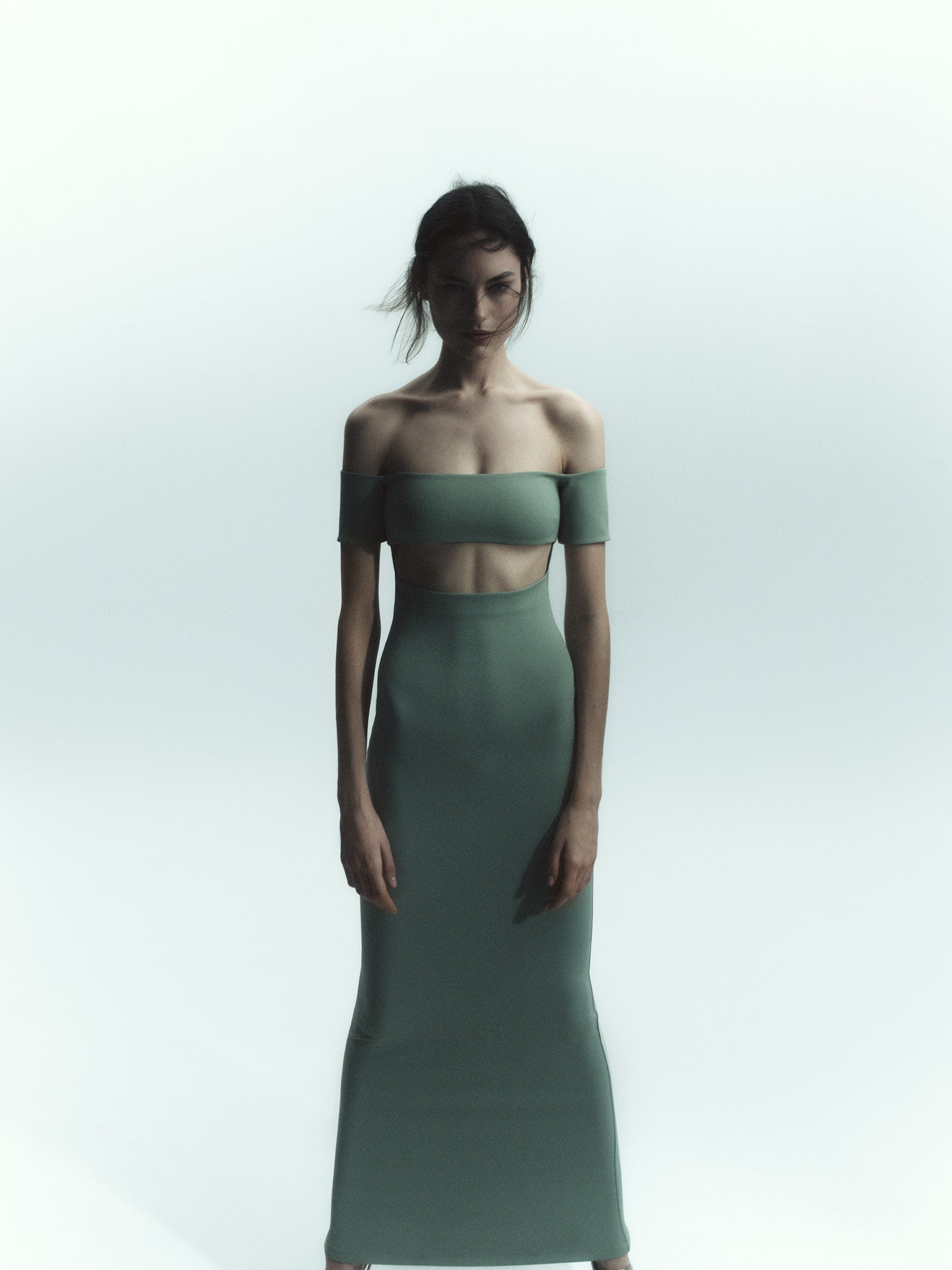 Off The Shoulder Scuba Maxi Dress