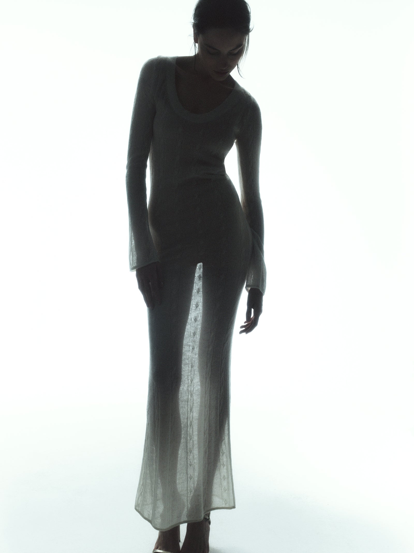 Sheer Mohair Braid Maxi Dress