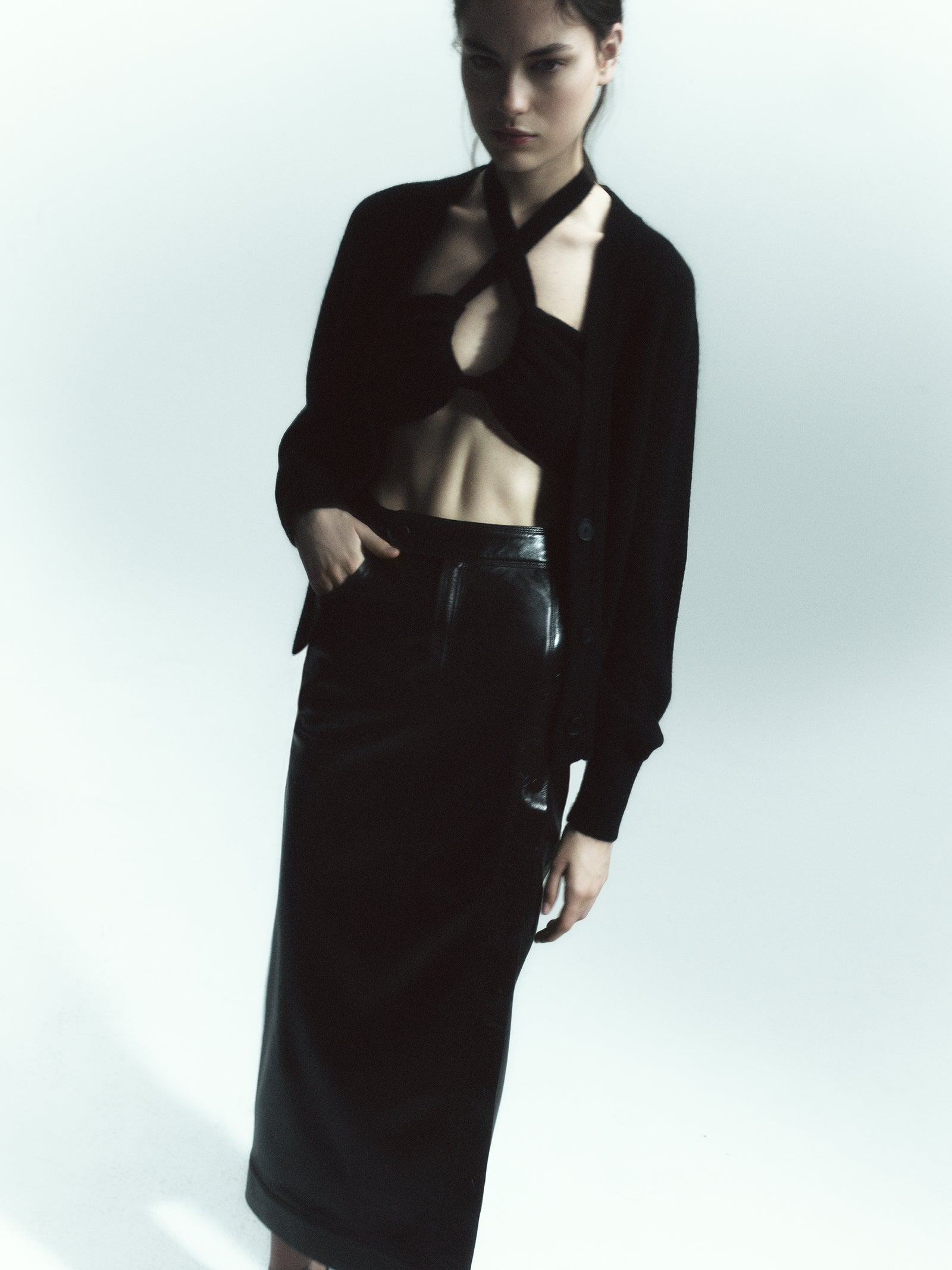 Snapped Maxi Leather Skirt