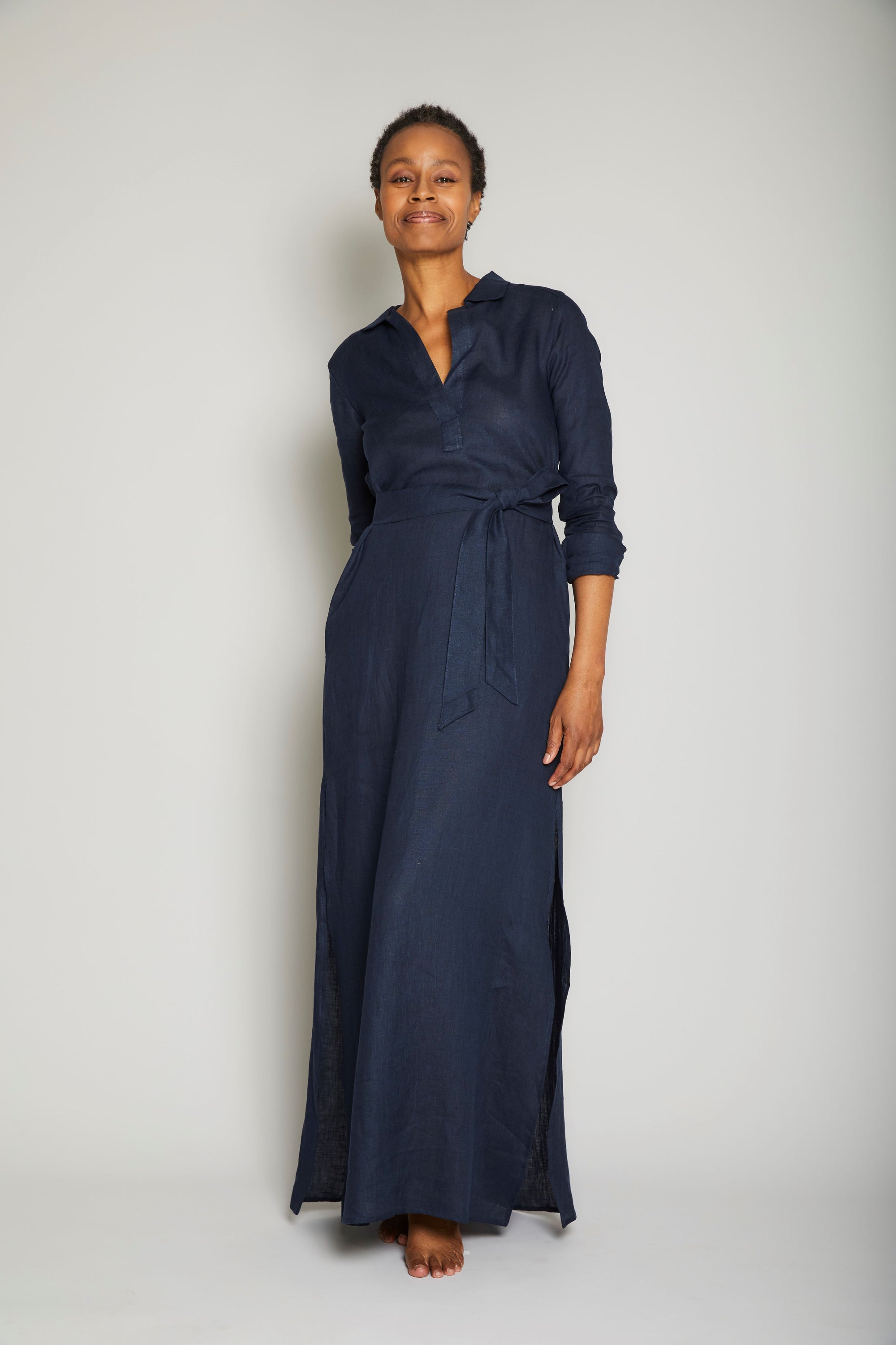 Long Linen Shirt Dress