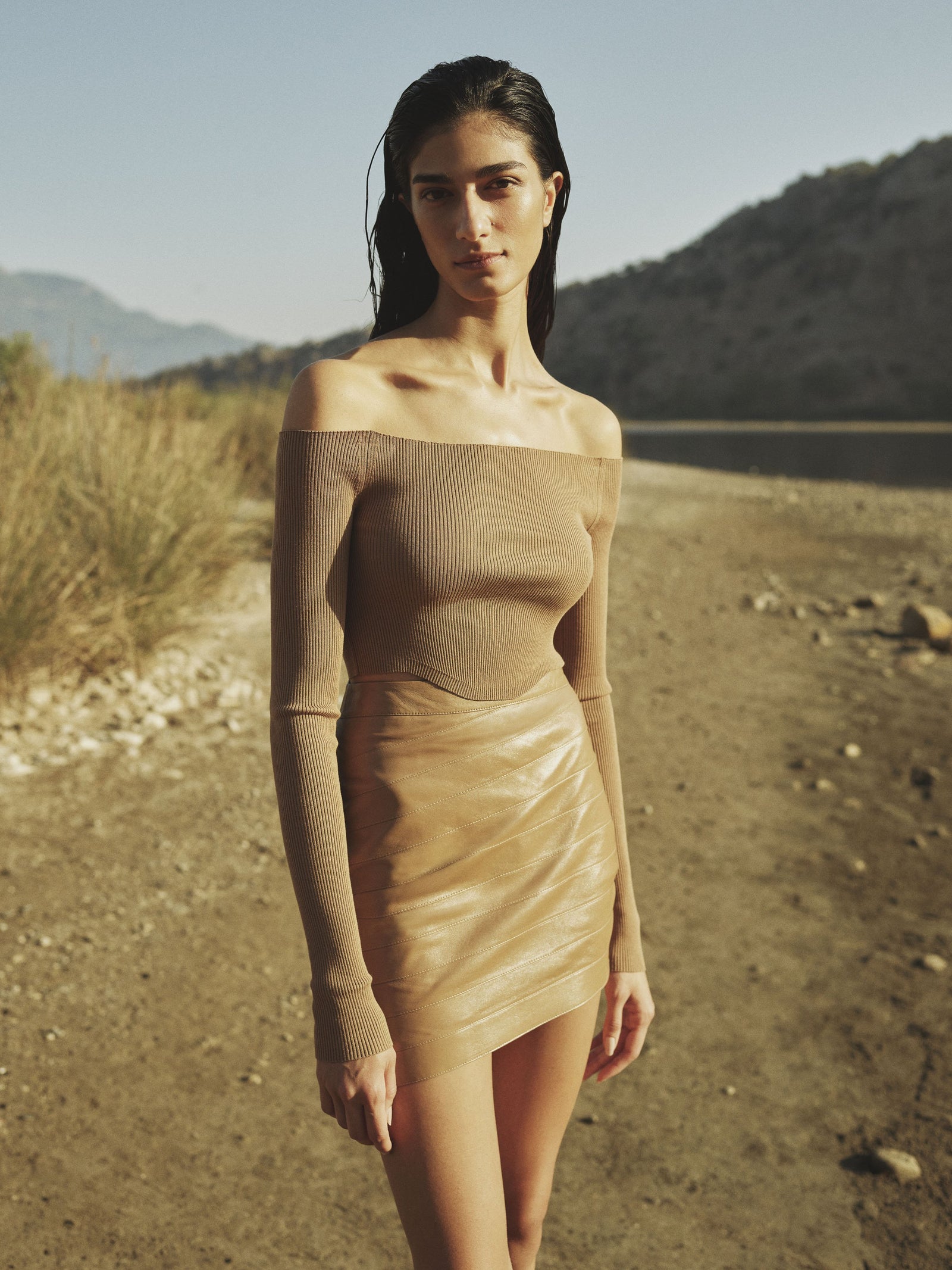 Off The Shoulder Knit Crop Top