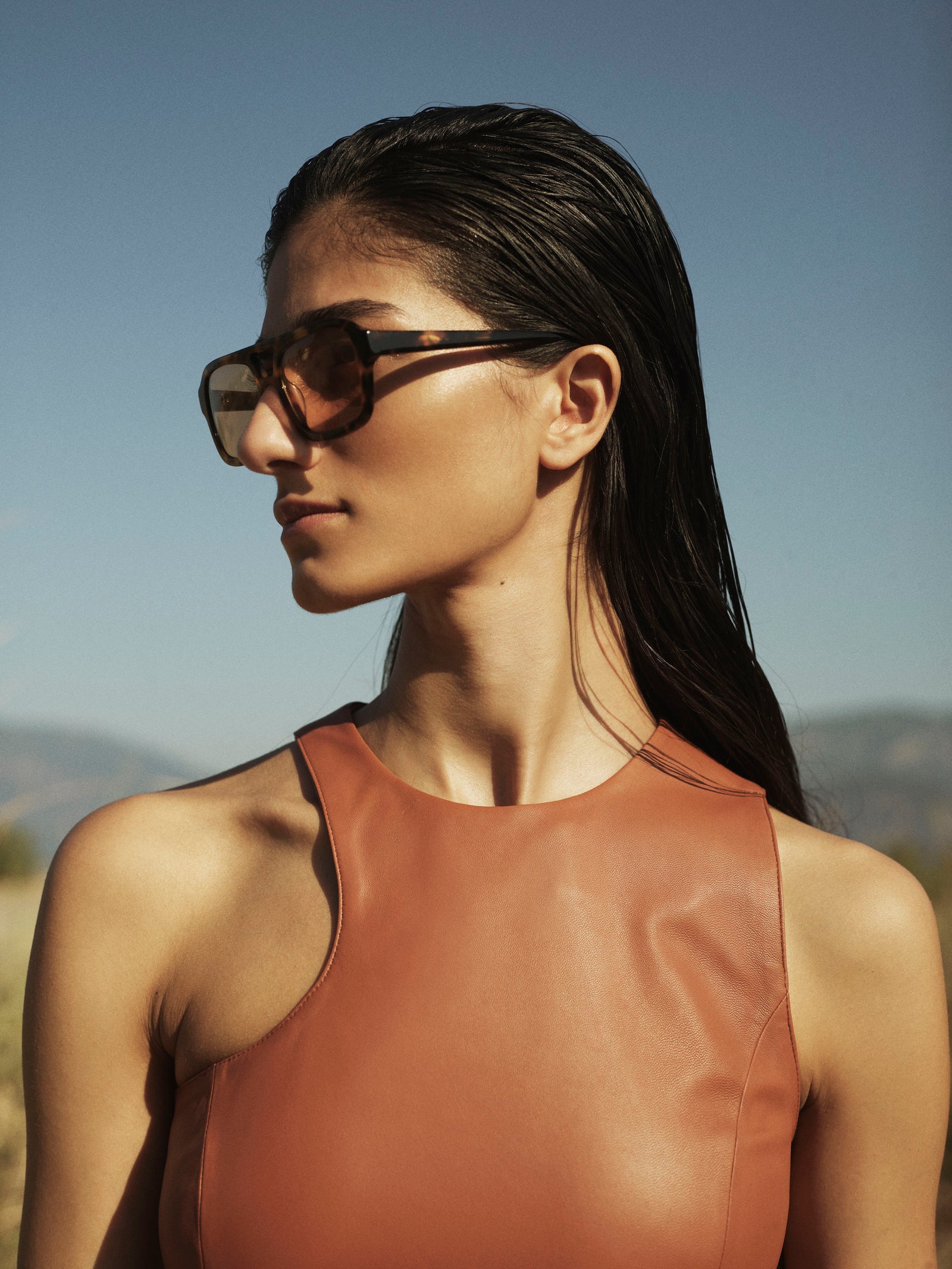 Asymmetric Mini Leather Dress