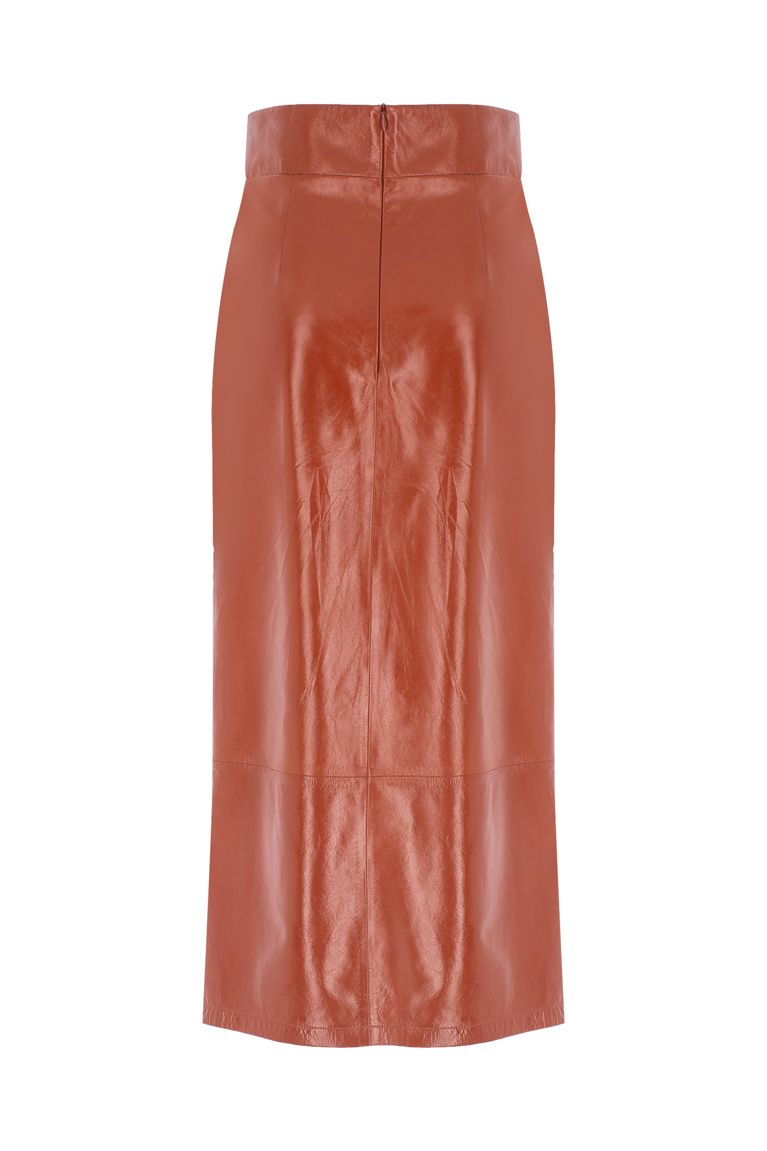 Midi Slit Leather Skirt