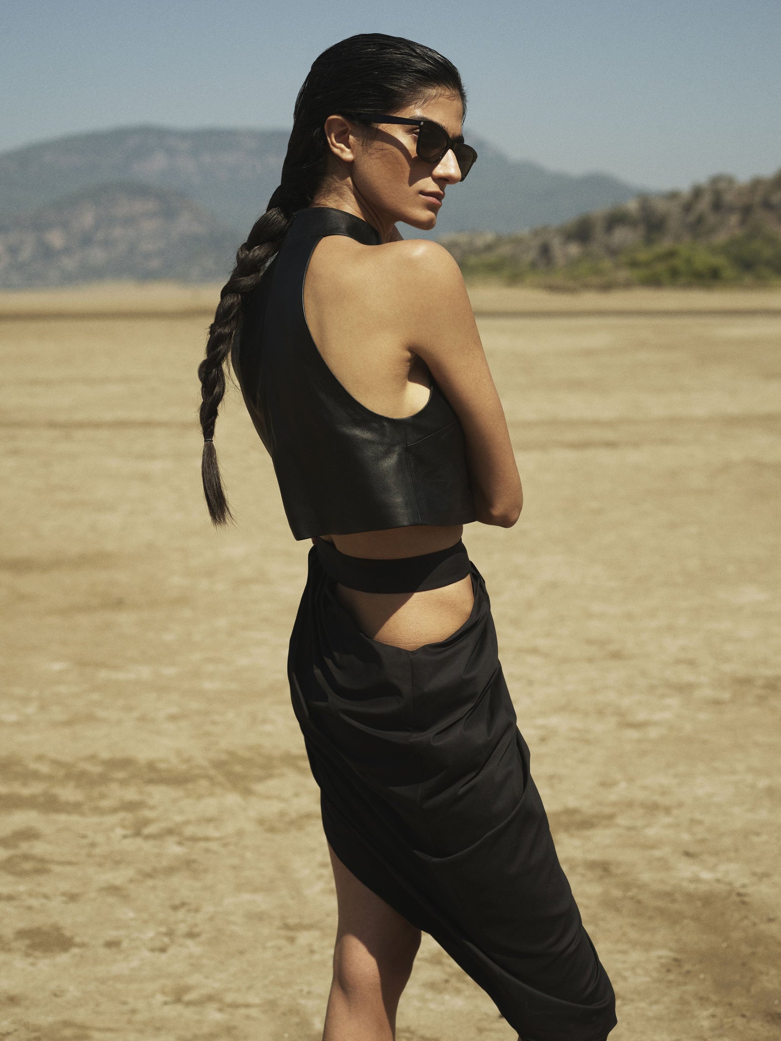 Ruched Cotton Midi Skirt