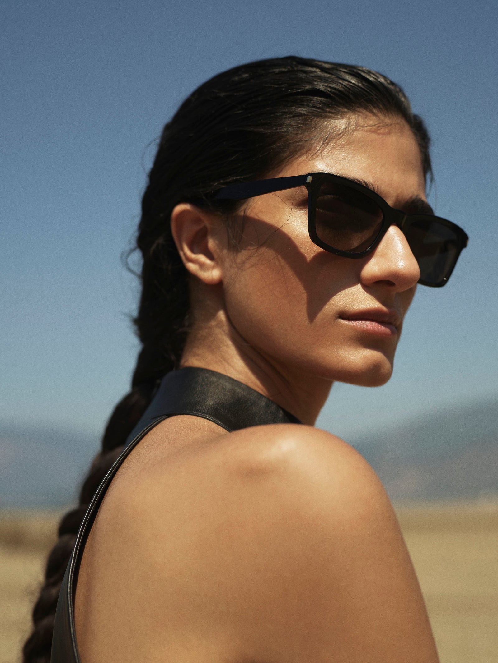 Halterneck Leather Crop Top