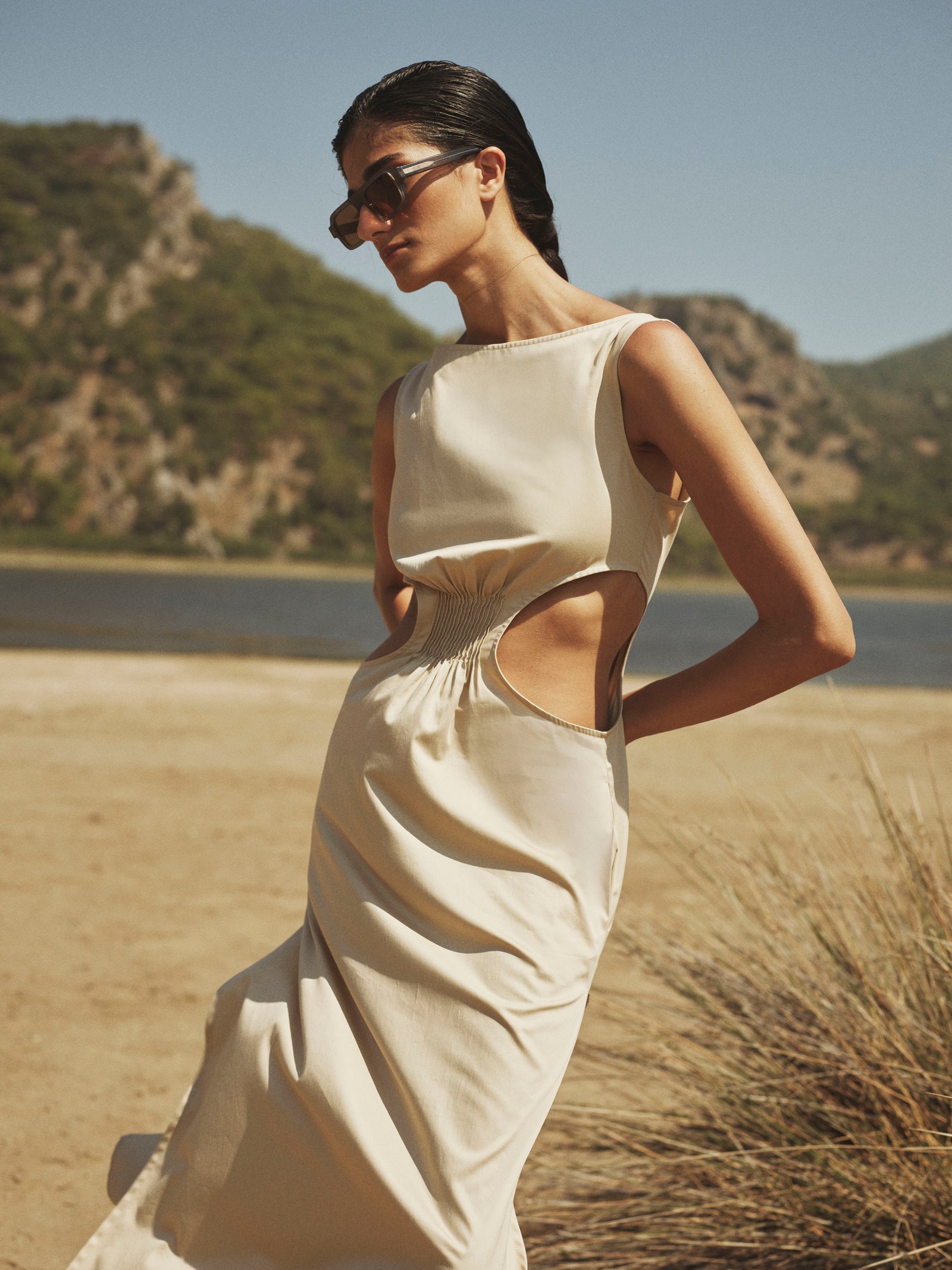 Cutout Cotton Midi Dress