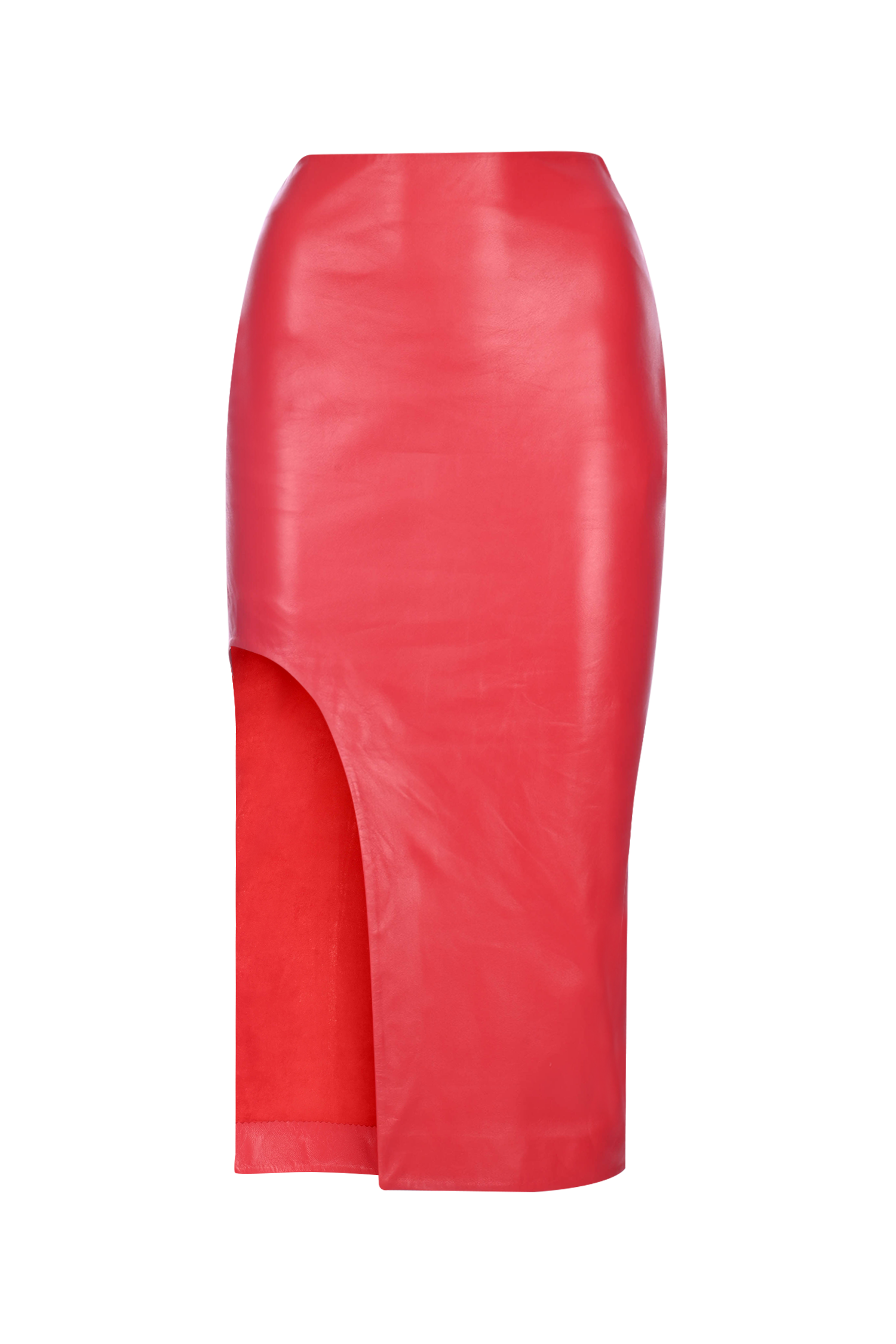 Midi Slit Leather Skirt