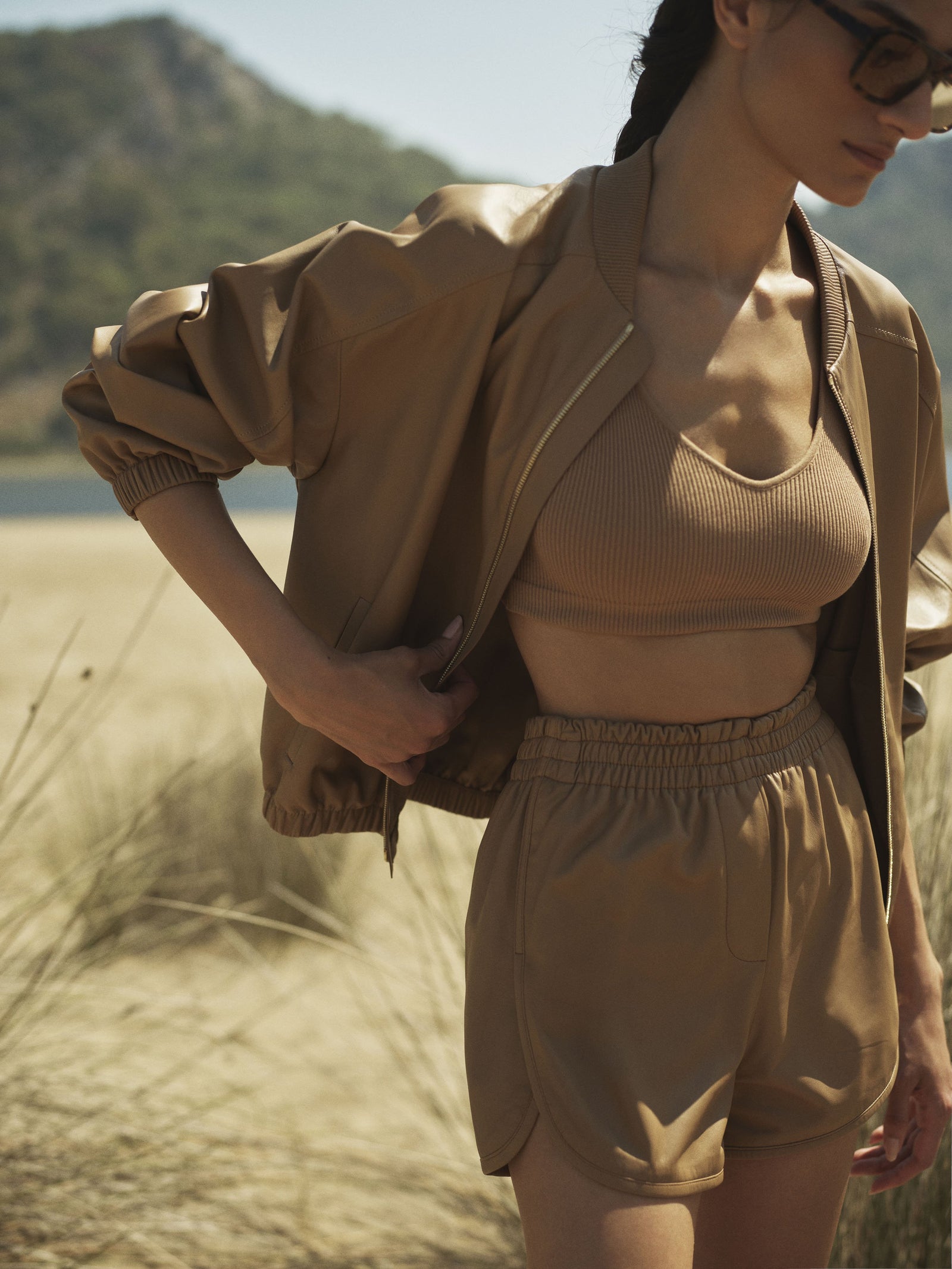 Leather Jogger Shorts