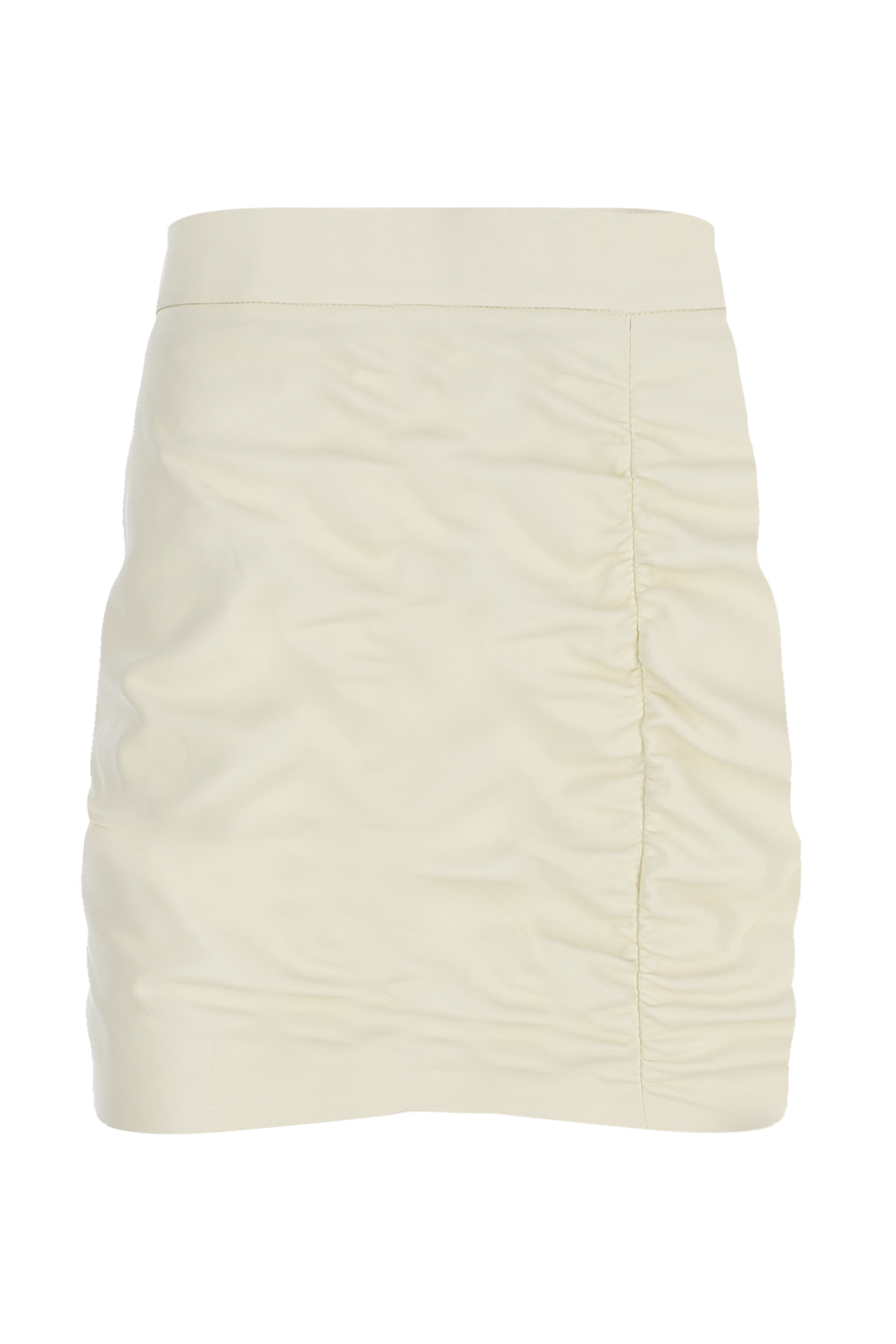 Ruched Mini Leather Skirt