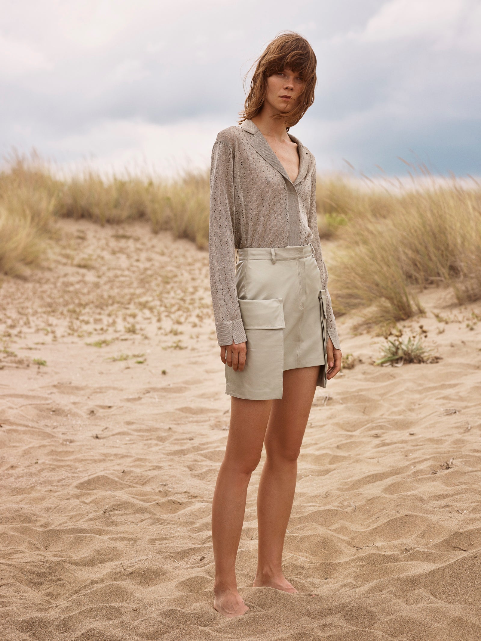 Mini Cargo Leather Skirt