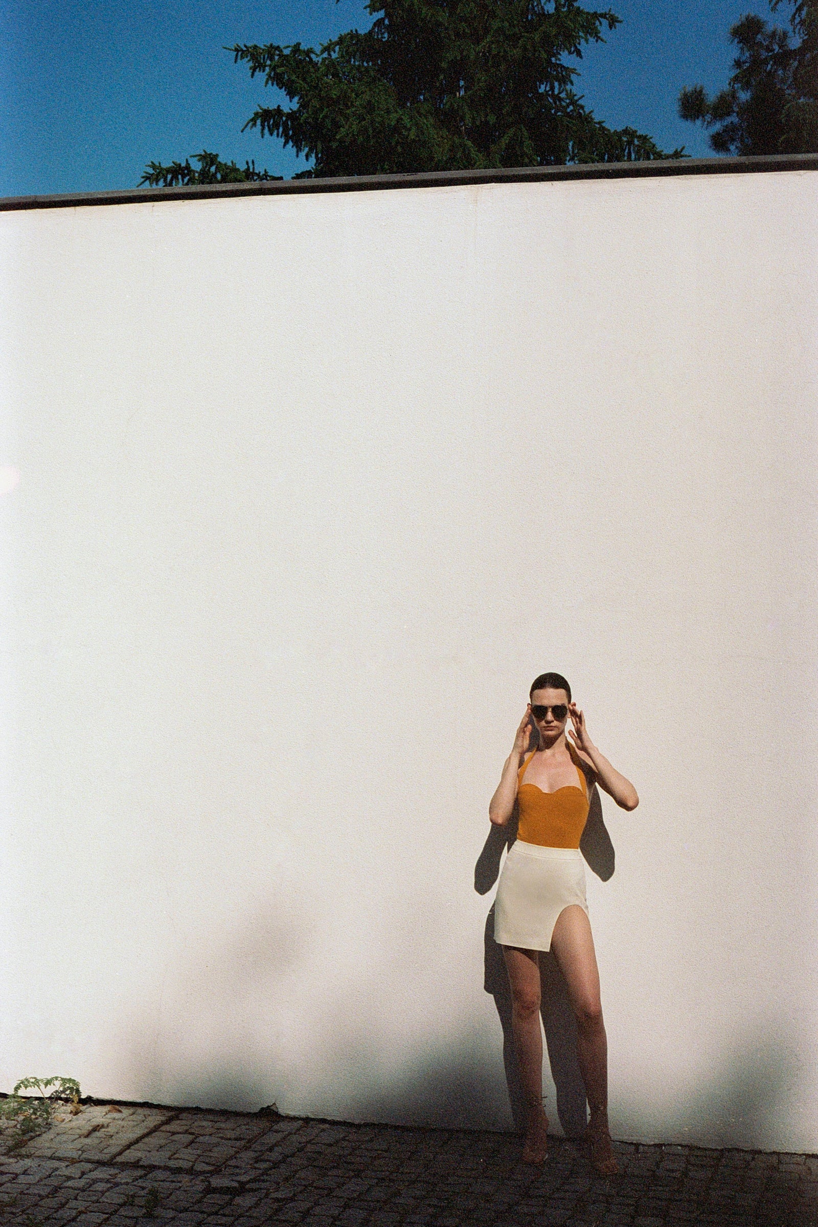 Wool Mini Slit Skirt