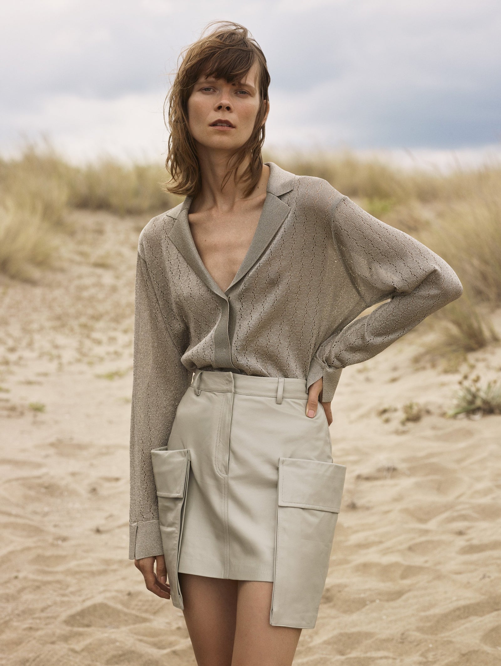 Mini Cargo Leather Skirt