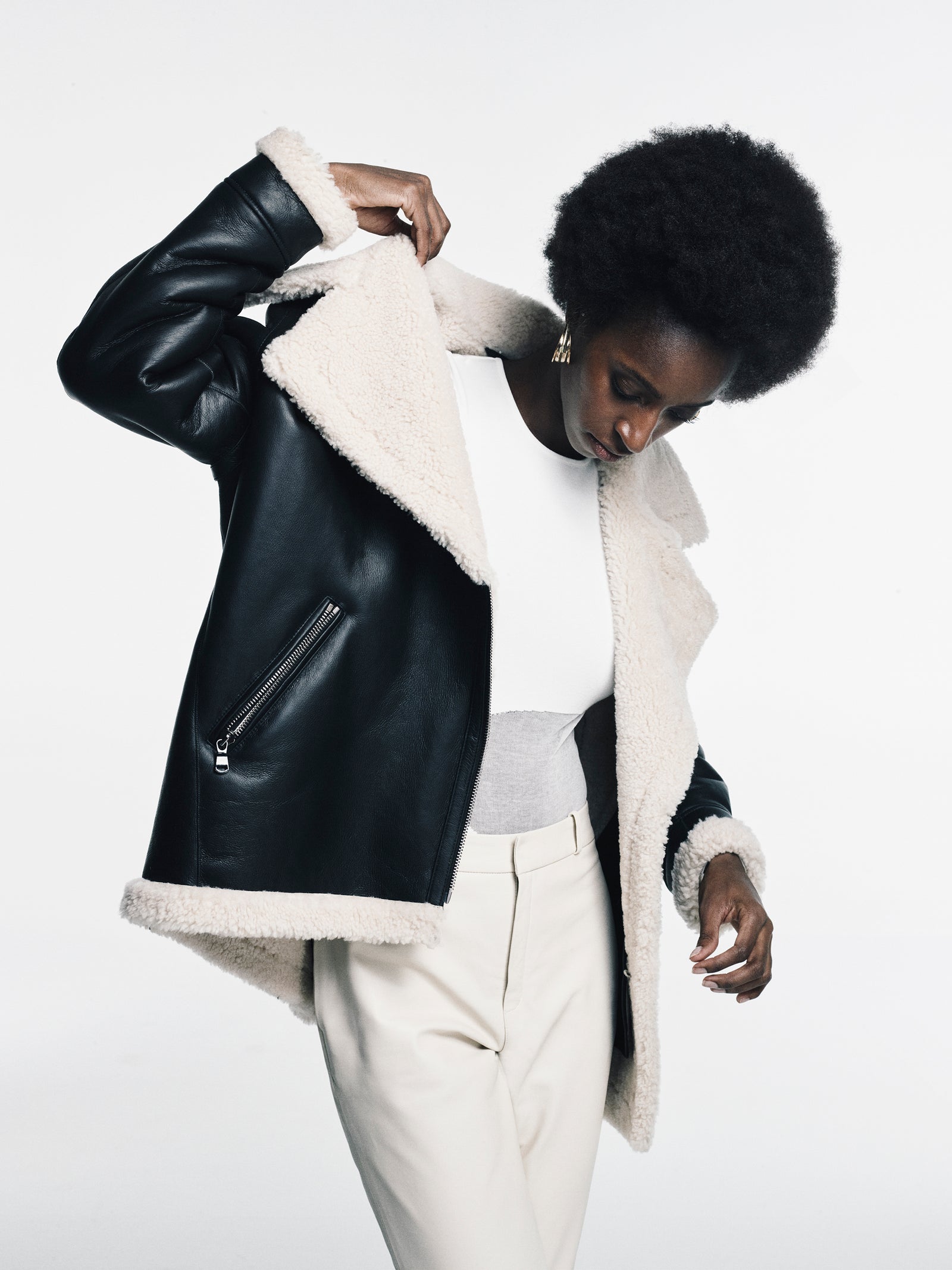 Shearling Oversize Biker
Jacket