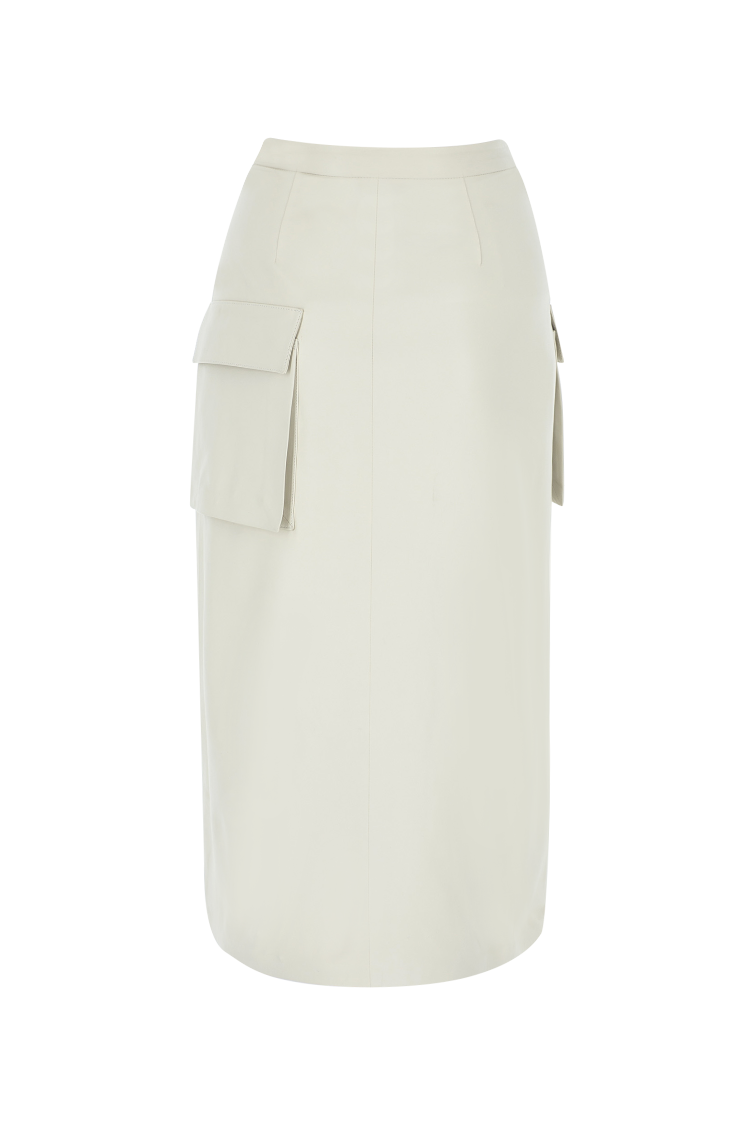Wrap Pocket Midi Leather Skirt