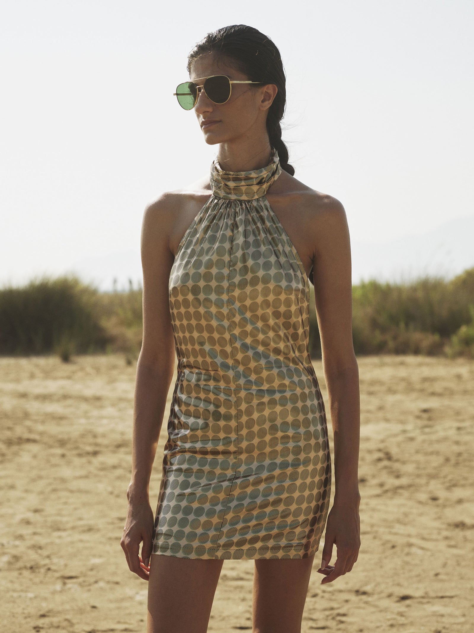 Printed Halter Mini Dress