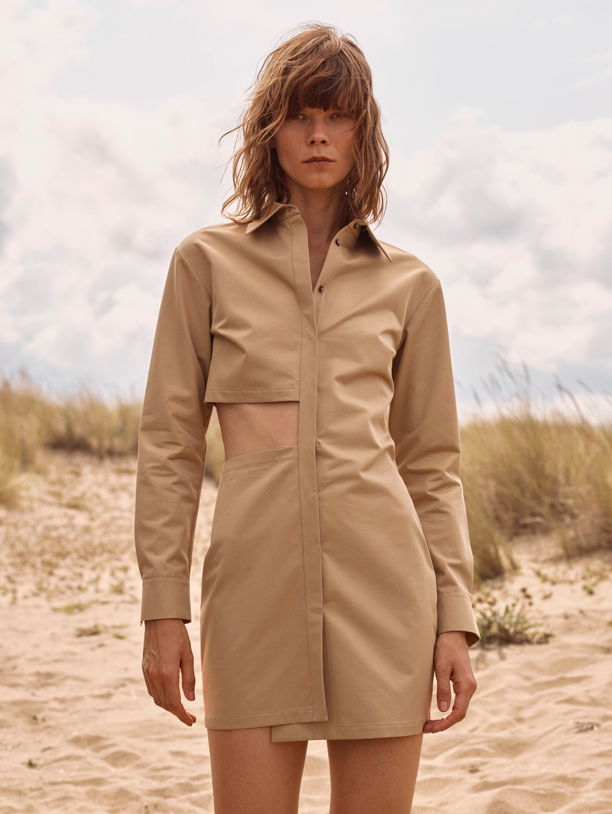 Cutout Mini Shirt Dress