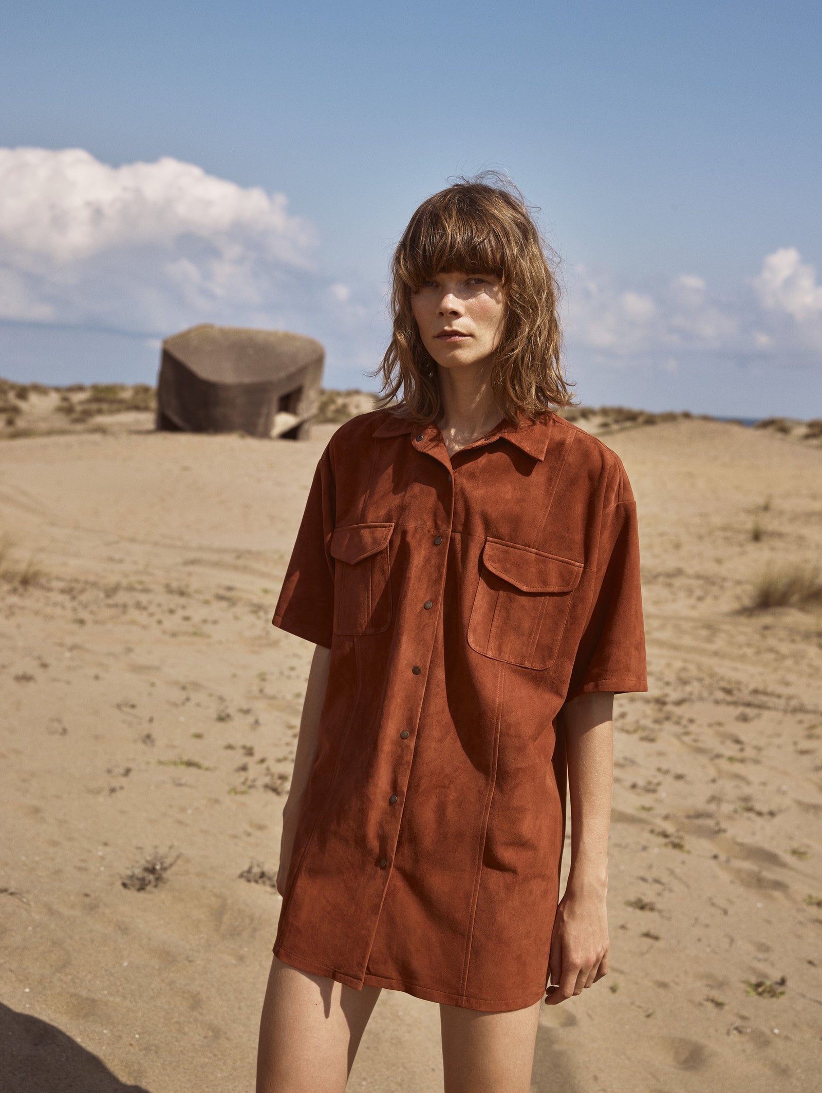 Suede Shirt Dress