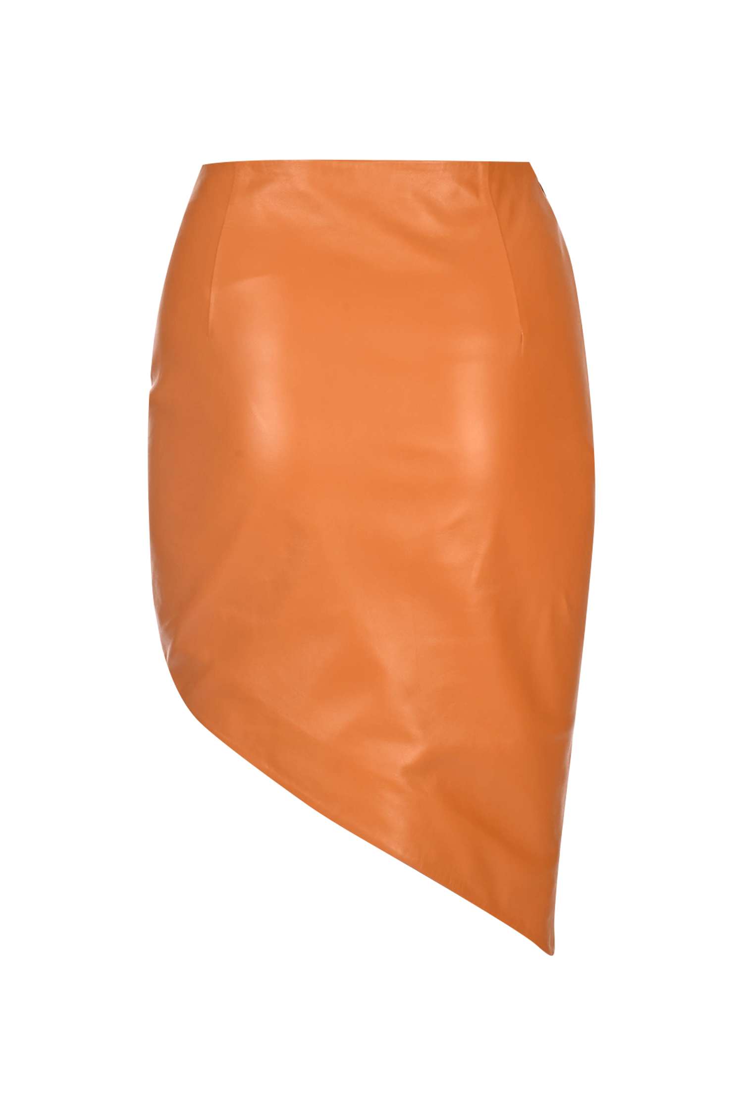 Asymmetric Mini Leather Skirt