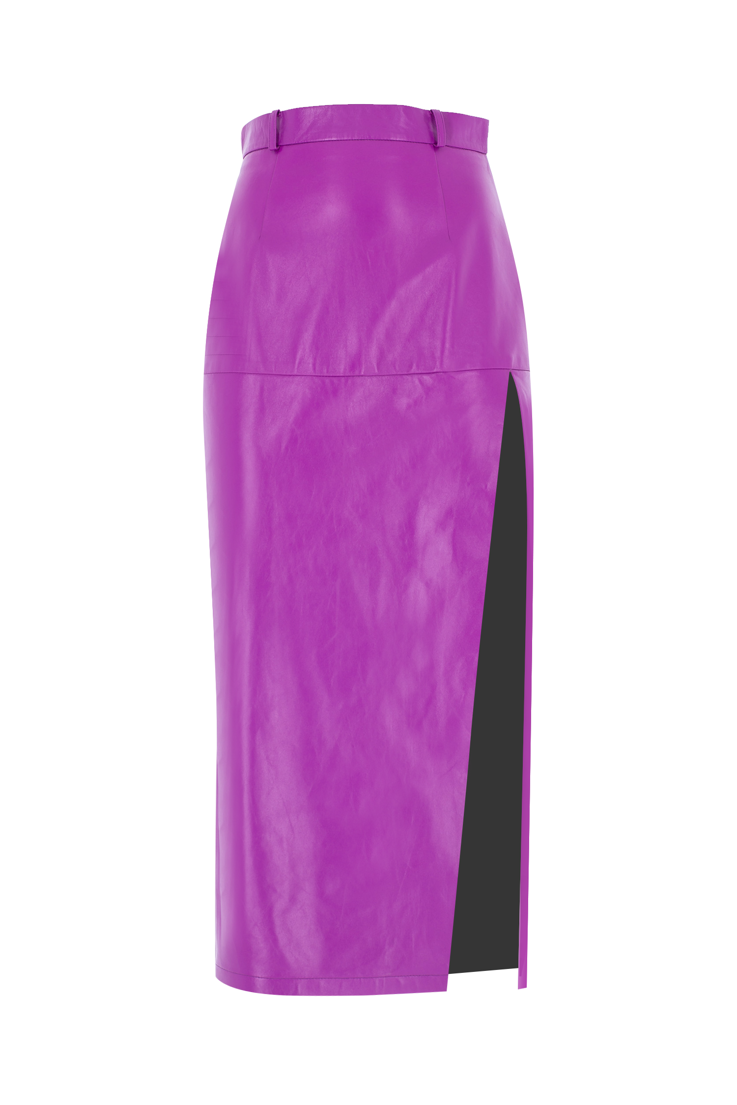 Midi Slit Leather Skirt