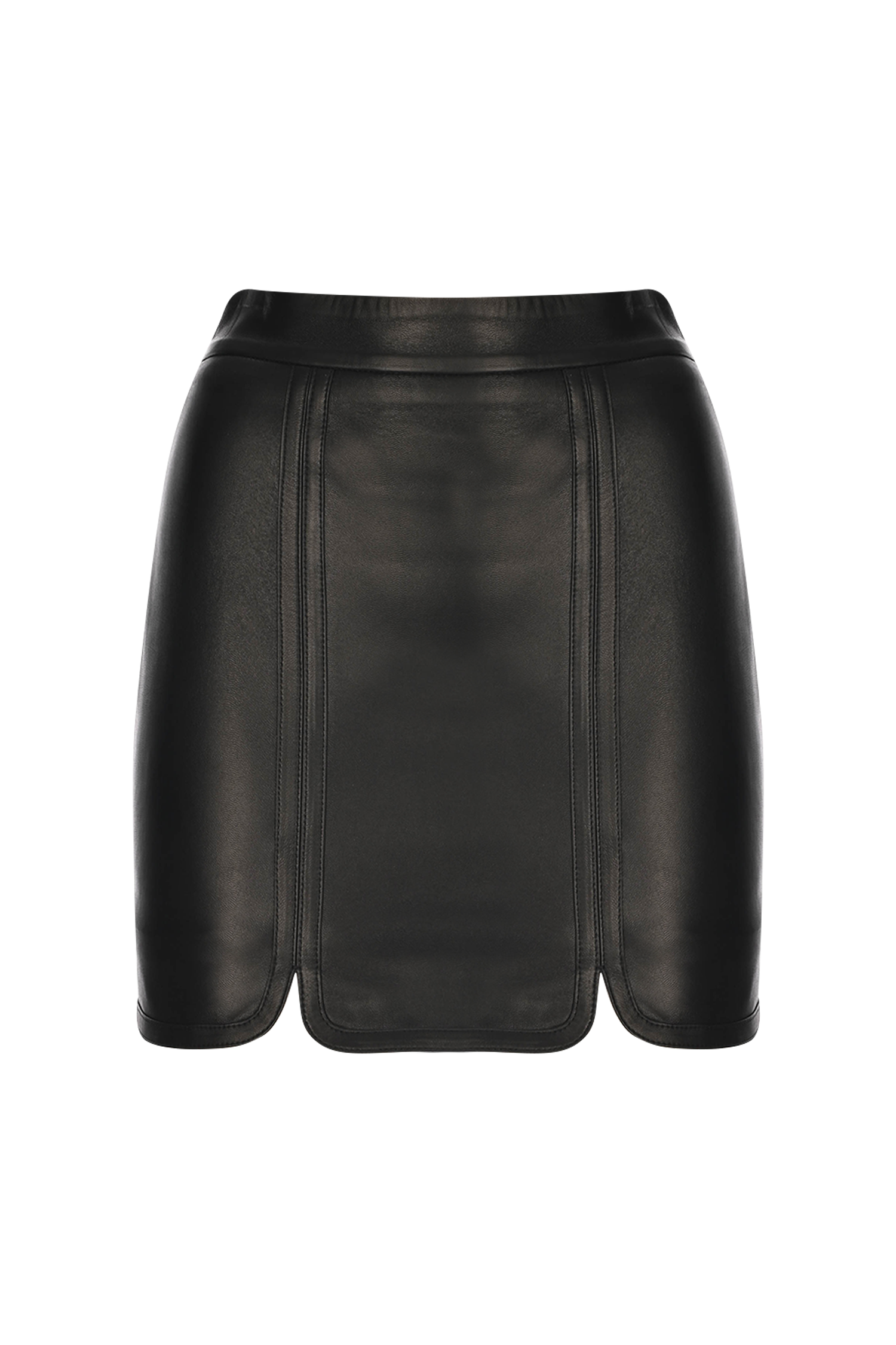 Double Stitch Mini Leather Skirt