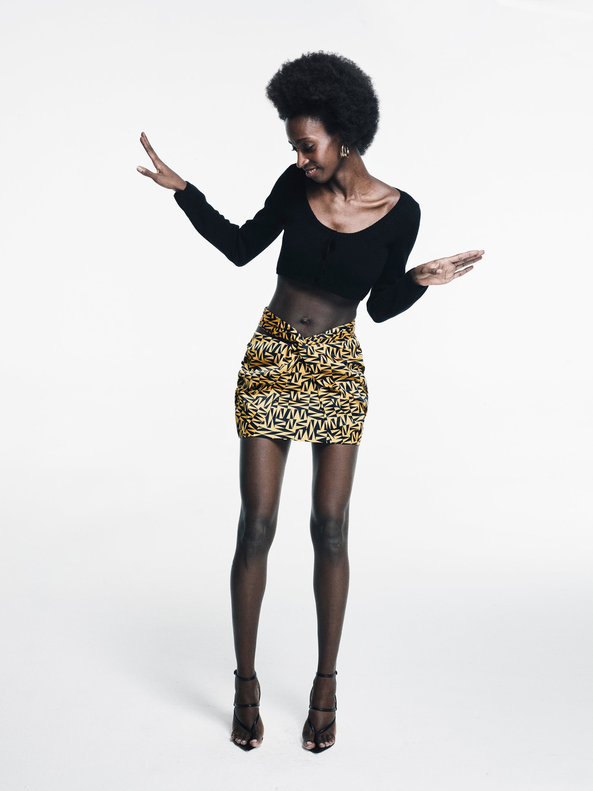 Ruched Cut-Out MiniSilk Skirt