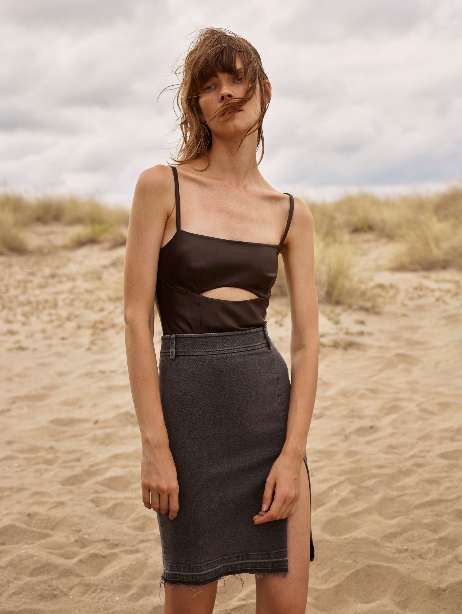 Cutout Leather Bodysuit