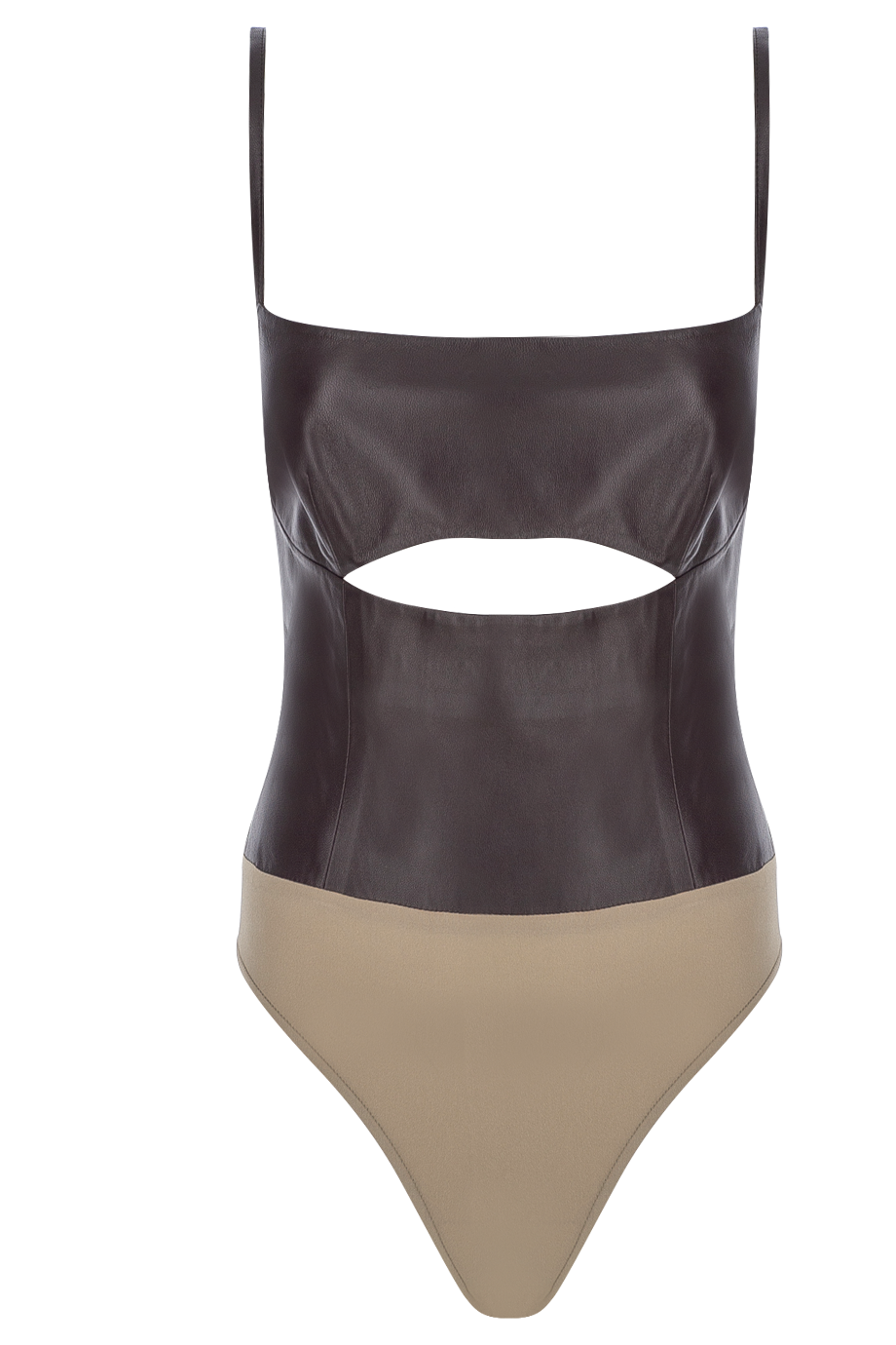 Cutout Leather Bodysuit