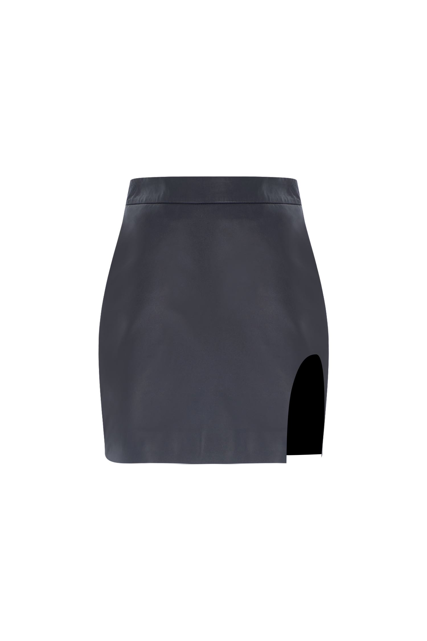 Mini U Slit Leather Skirt